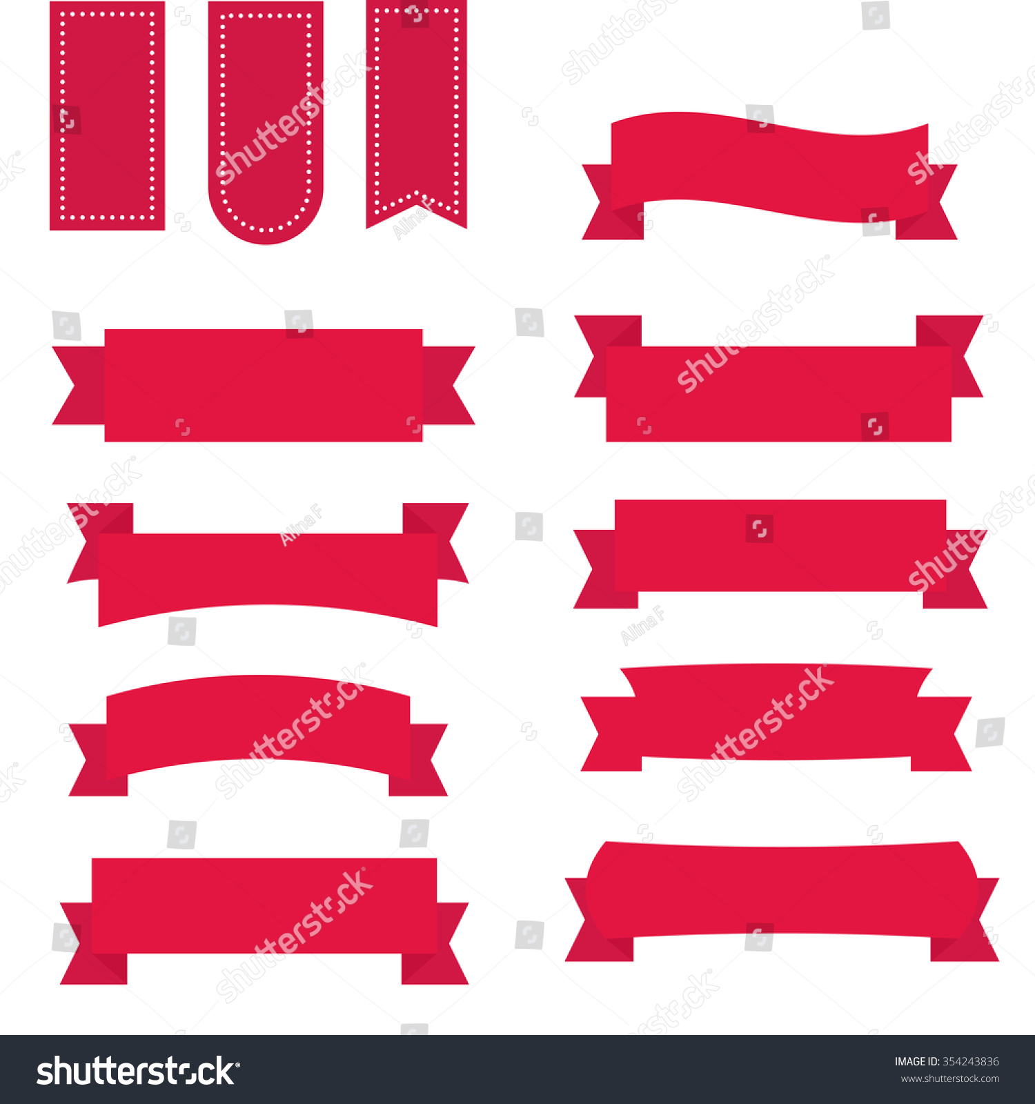 Vector Set 12 Ribbons Valentines Day Stock Vector 354243836 - Shutterstock