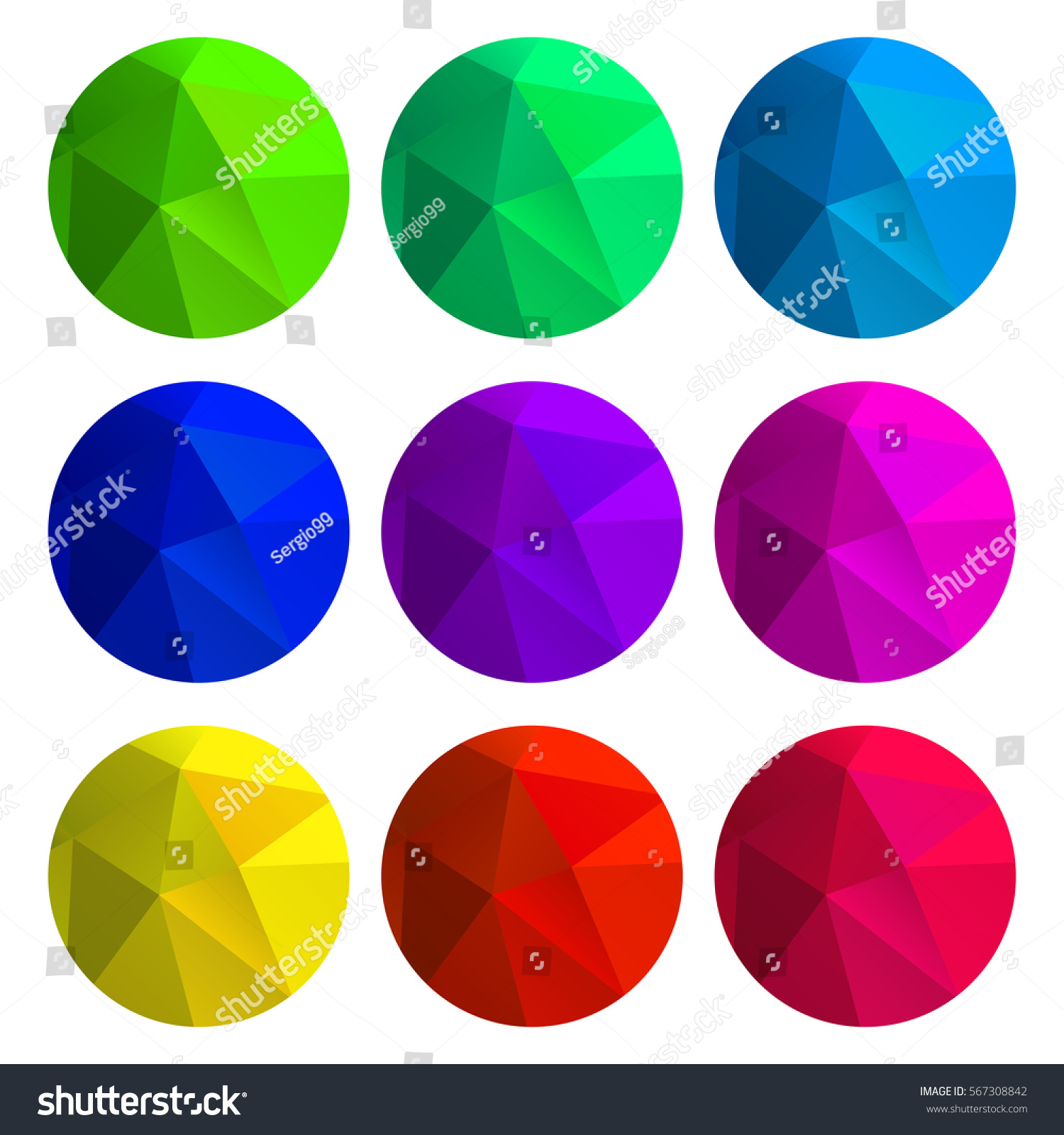 Vector Set Round Polygonal Gradient Backgrounds Stock Vector Royalty Free