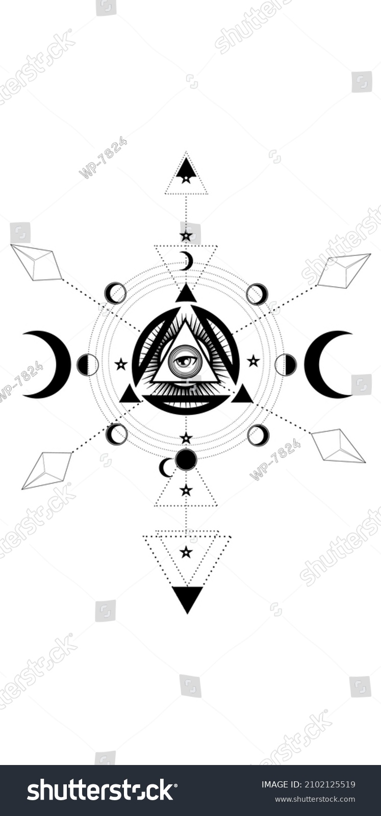 Vector Set Sacred Symbols Arrows Moon Stock Vector (royalty Free 