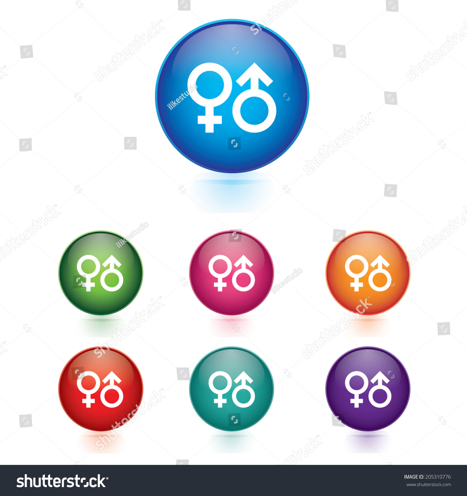 Vector Set Sex Symbol Icons Stock Vector Royalty Free 205310776