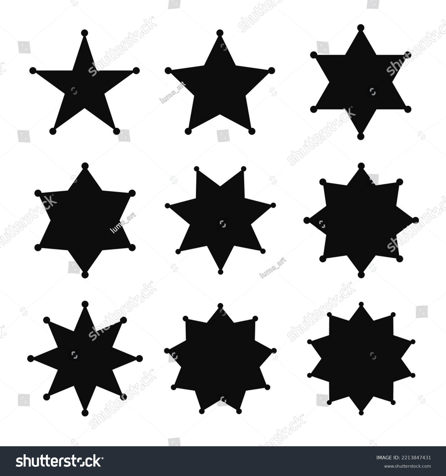 SVG of Vector set of sheriff's stars black badges. From five point to ten point stars icon collection svg