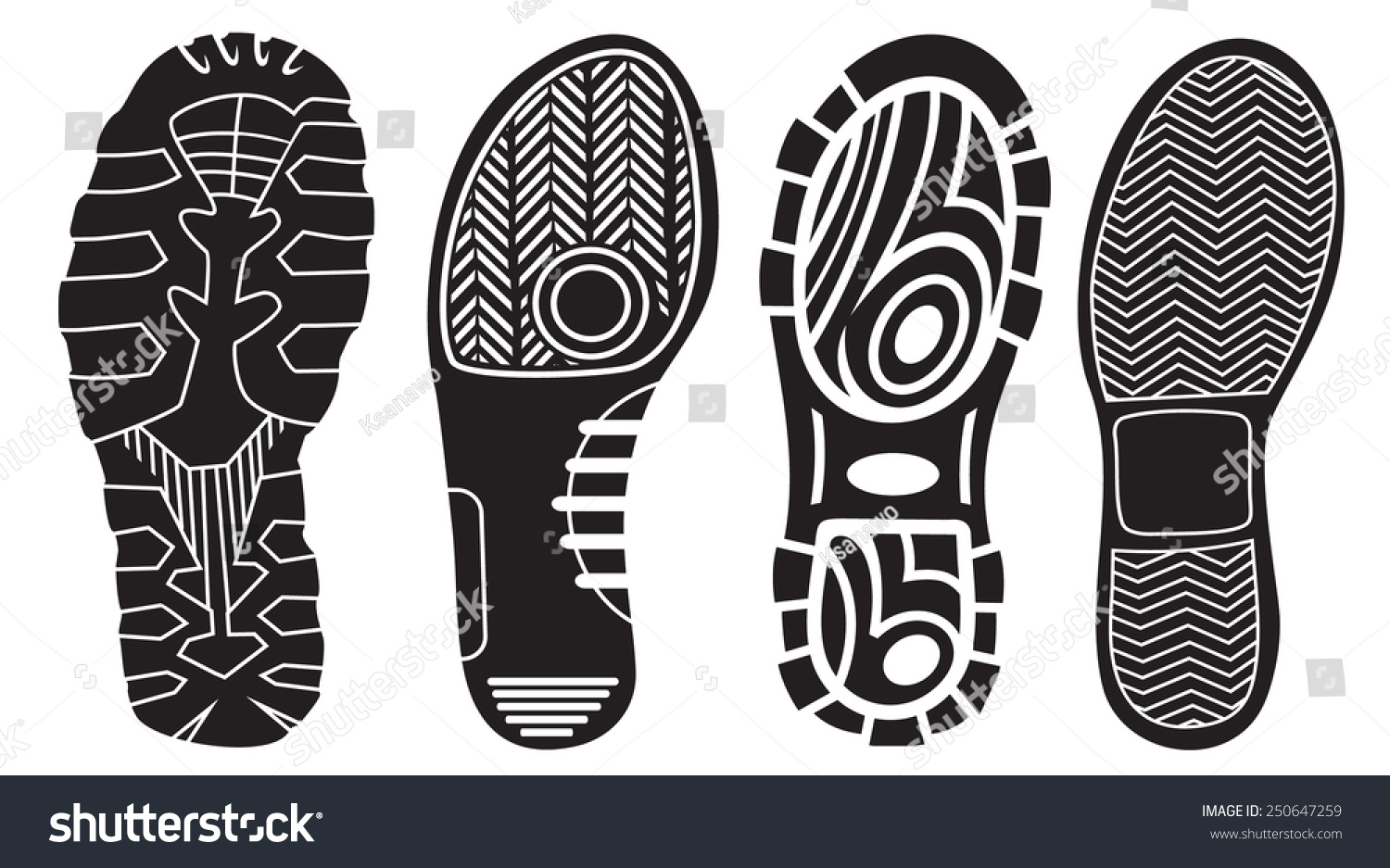 Vector Set Shoe Tracks Stock Vector 250647259 - Shutterstock