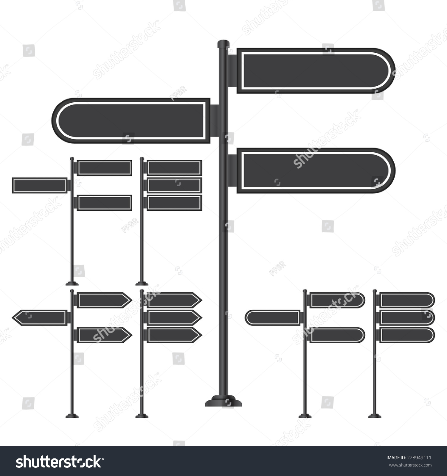 Vector Set Signpost On Isolated White Stock Vector (Royalty Free