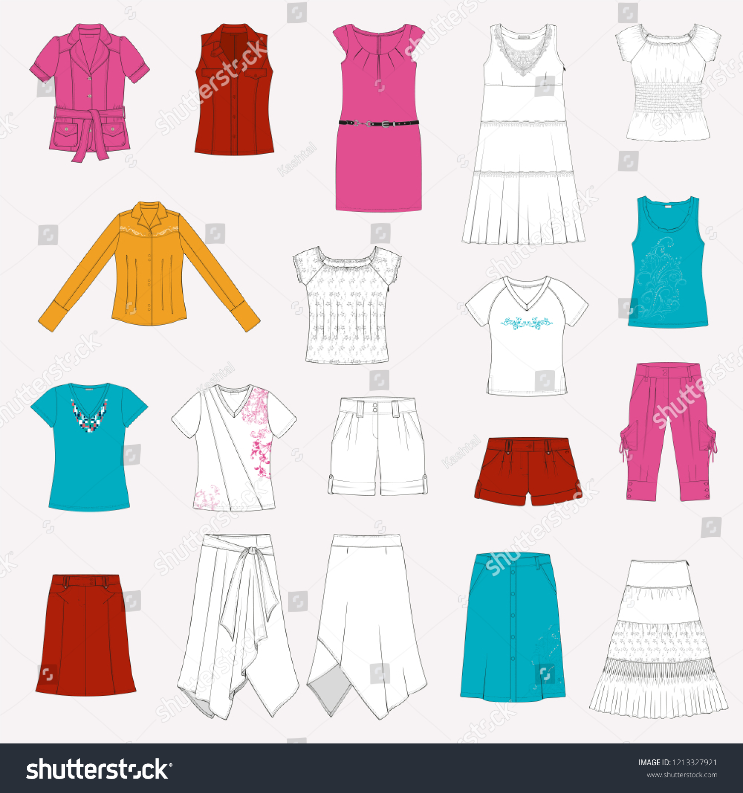 Vector Set Sketches Womens Clothing Blouses Stock Vector (Royalty Free ...