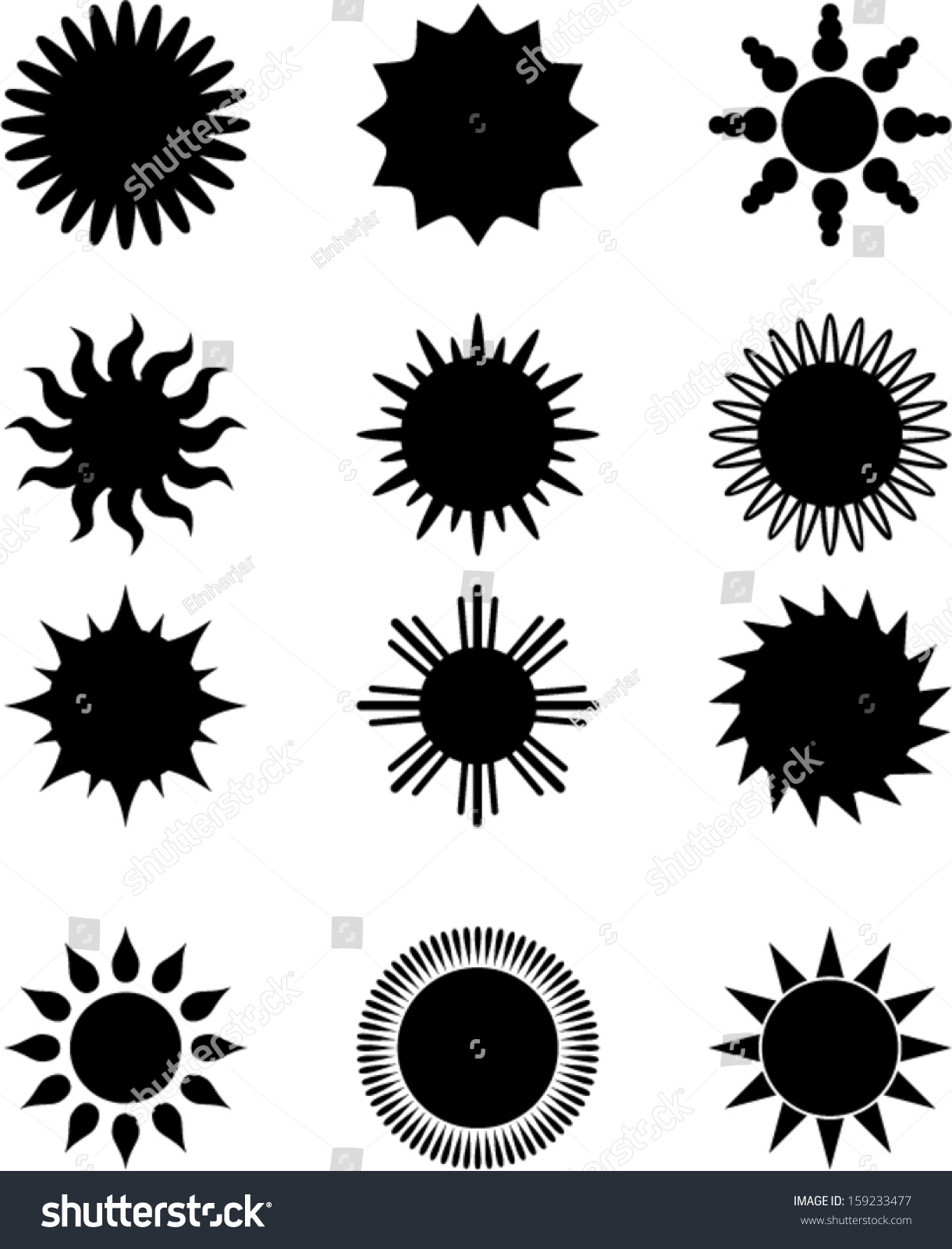 Vector Set Of Sun Silhouette - 159233477 : Shutterstock