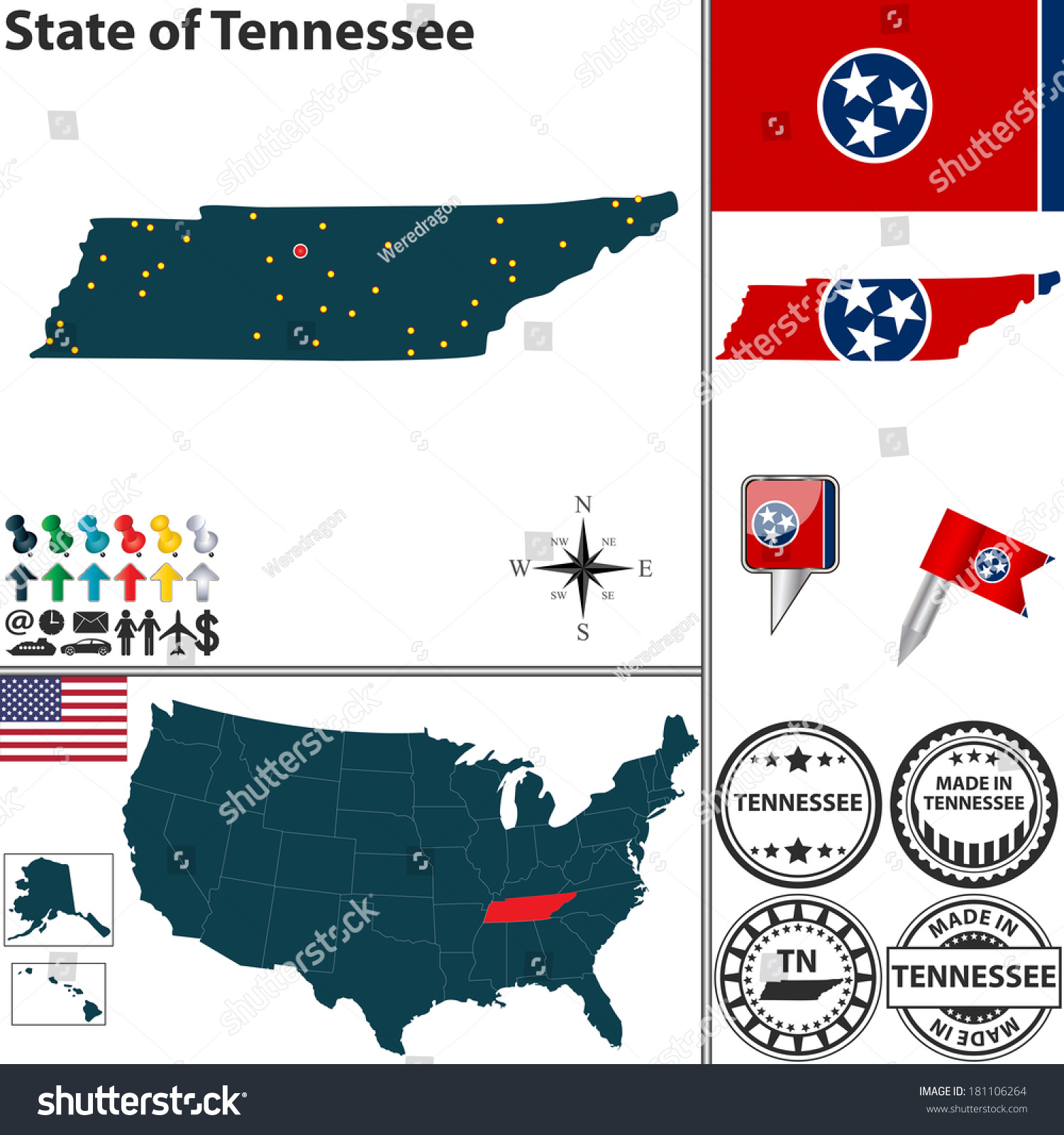 vector-set-tennessee-state-flag-icons-vector-de-stock-libre-de