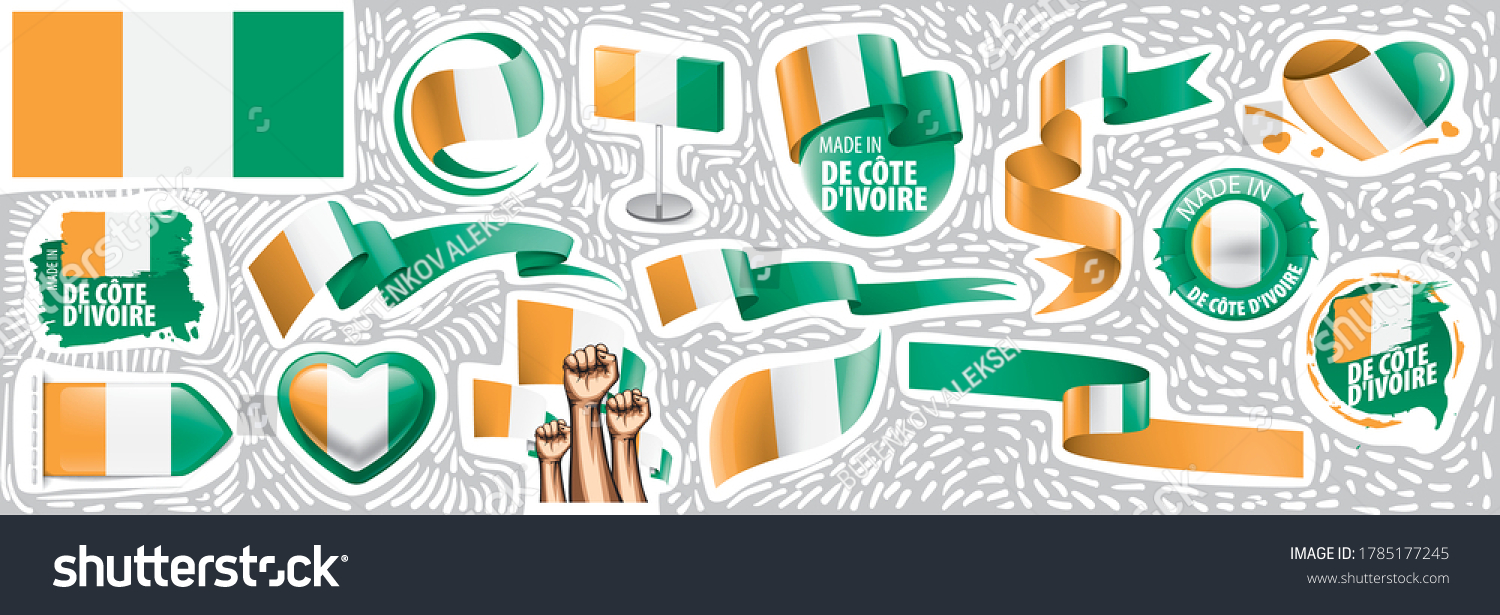 SVG of Vector set of the national flag of Cote d'Ivoire in various creative designs svg