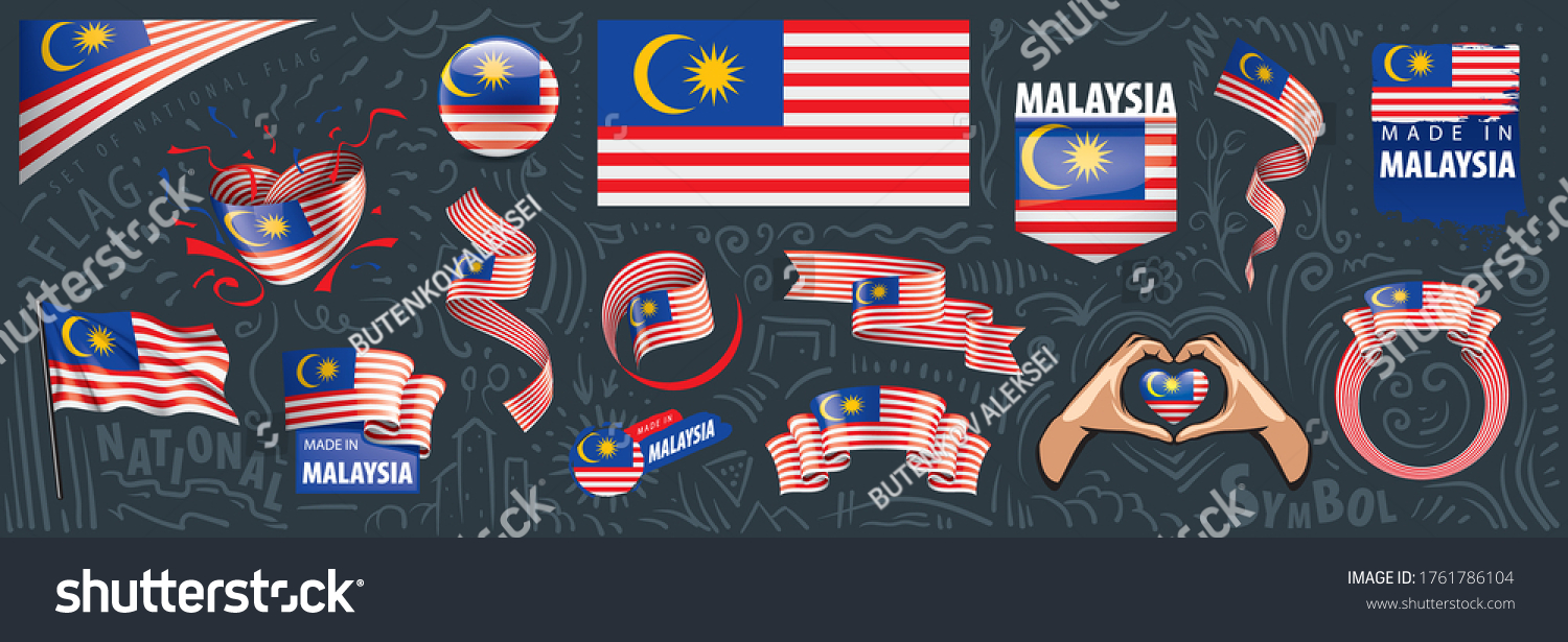 Vector Set National Flag Malaysia Various Stock Vector (Royalty Free ...