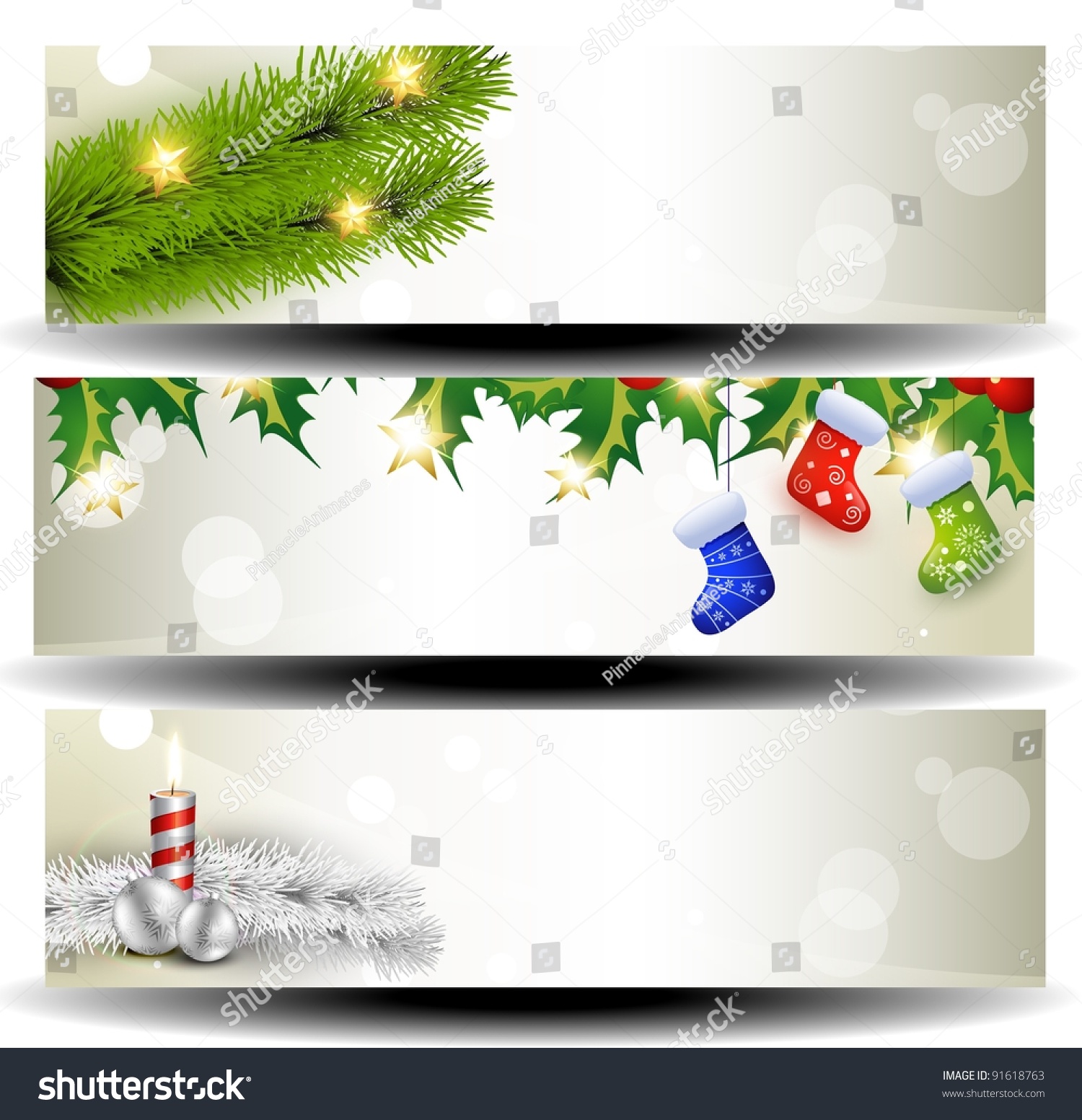 Vector Set Of Three Christmas Headers - 91618763 : Shutterstock