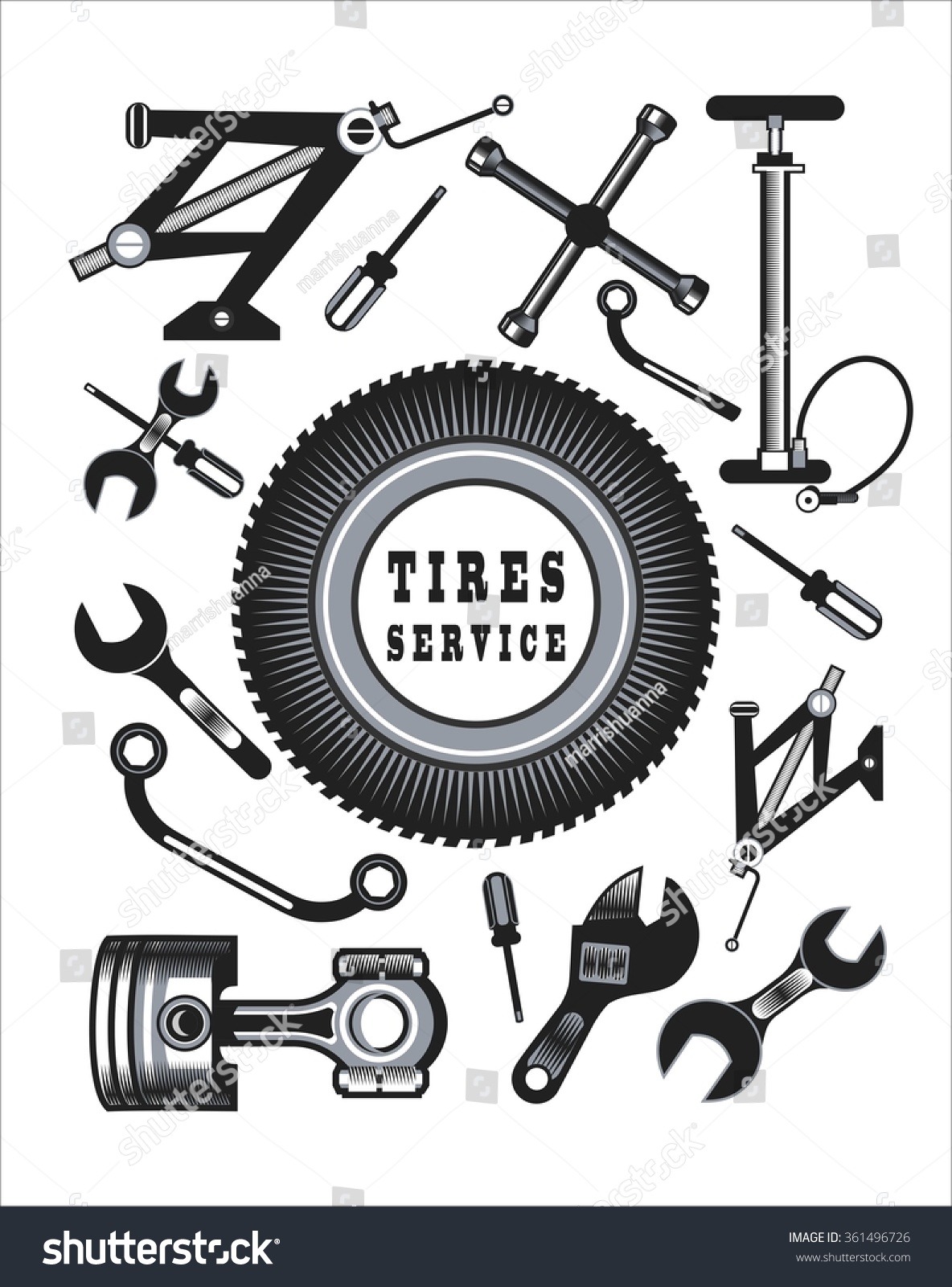 Vector Set Tools Spare Parts Car Stock Vector 361496726 - Shutterstock