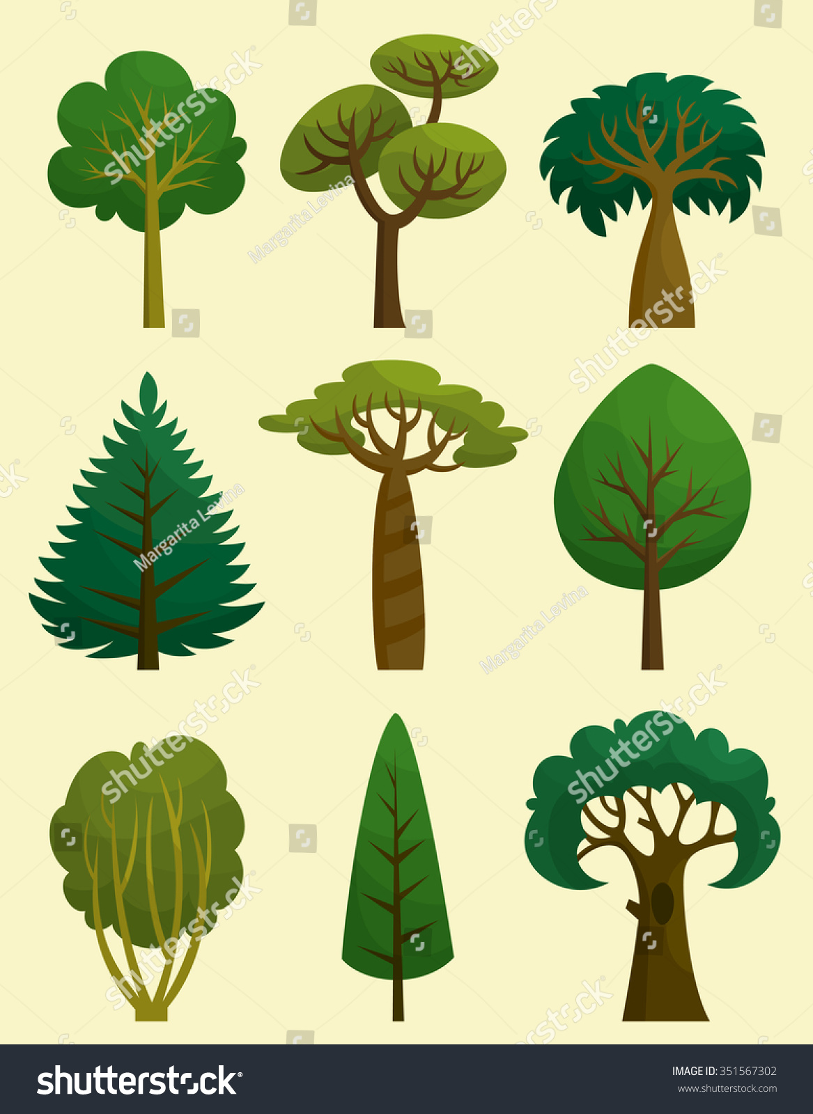 Vector Set Trees Icons Design Elements Stock Vector 351567302