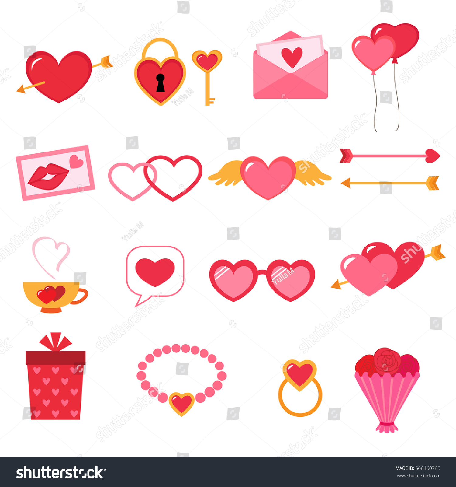 Vector Set Valentine Icons Stock Vector Royalty Free 568460785 Shutterstock