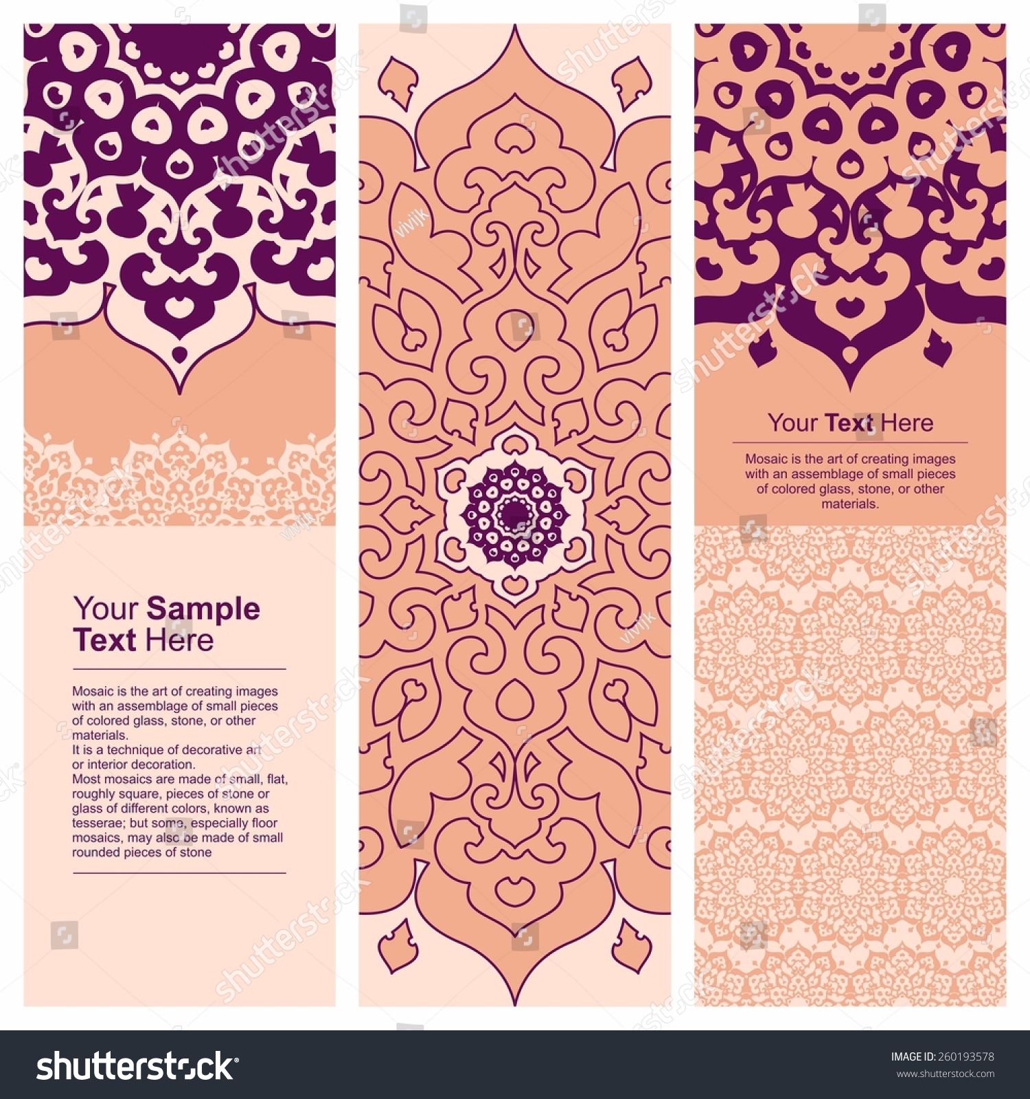 Vector Set Of Vertical Banners With Ornamental Elements In Oriental ...