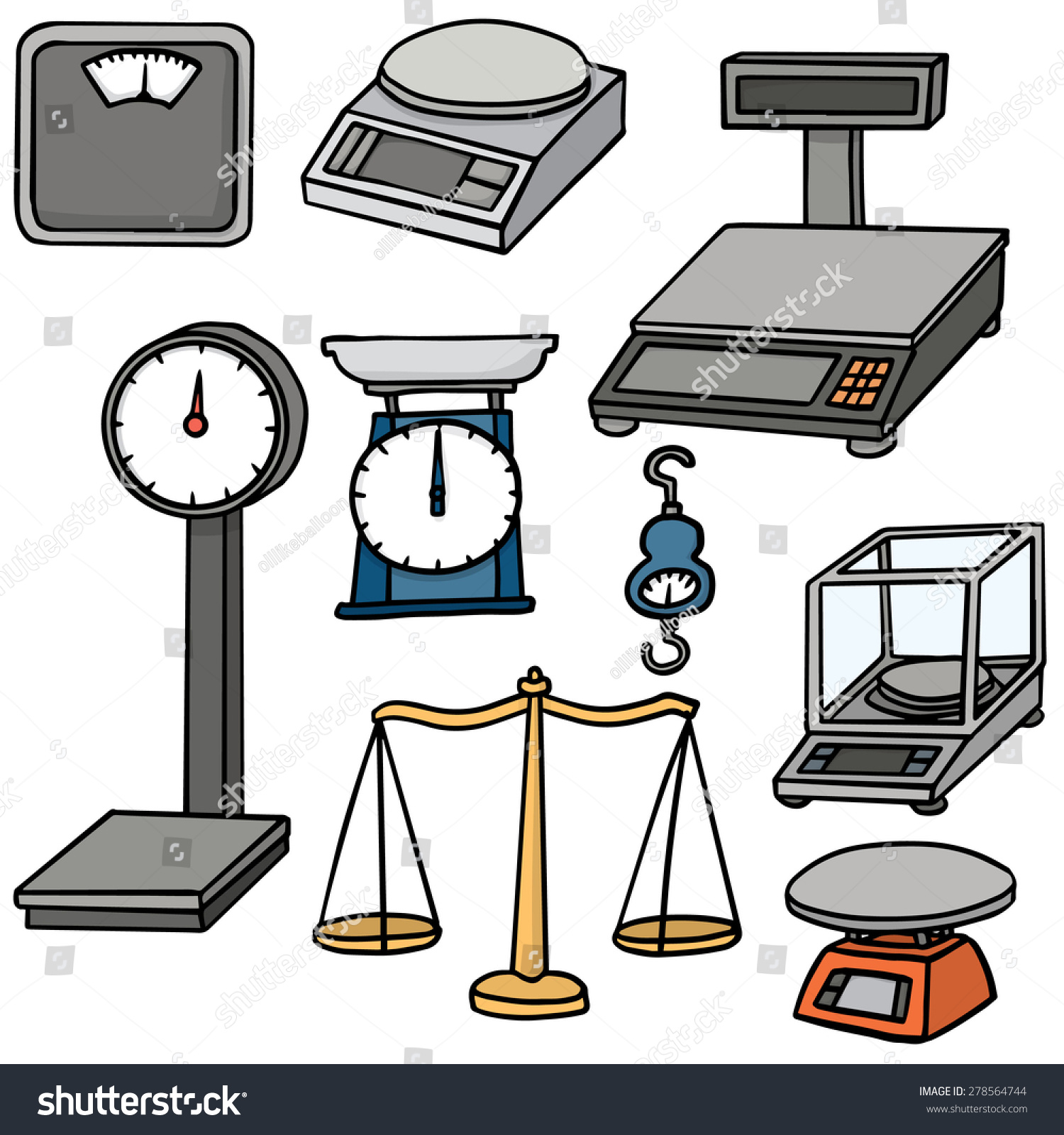 Vector Set Weighing Machine Stock Vector (Royalty Free) 278564744