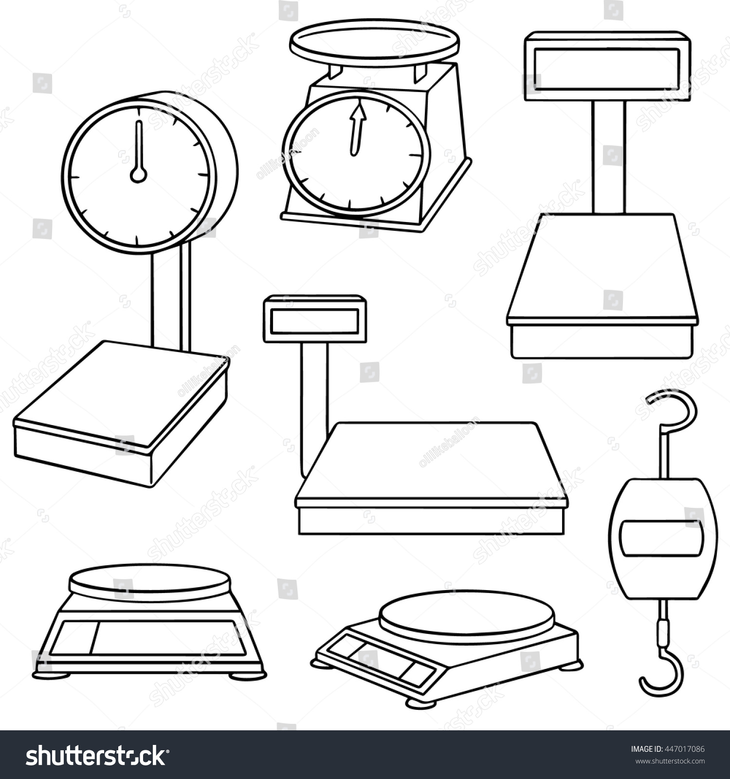 Vector Set Weighing Machine Stock Vector (Royalty Free) 447017086 ...