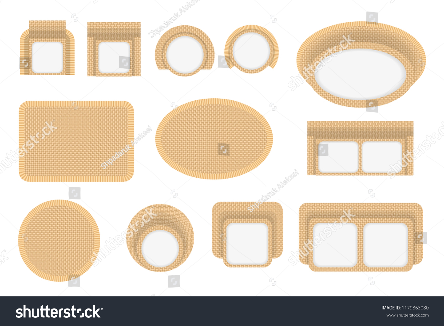 SVG of Vector set. Outdoor furniture. (top view) Wicker furniture. Tables, benches, chairs. (view from above).  svg