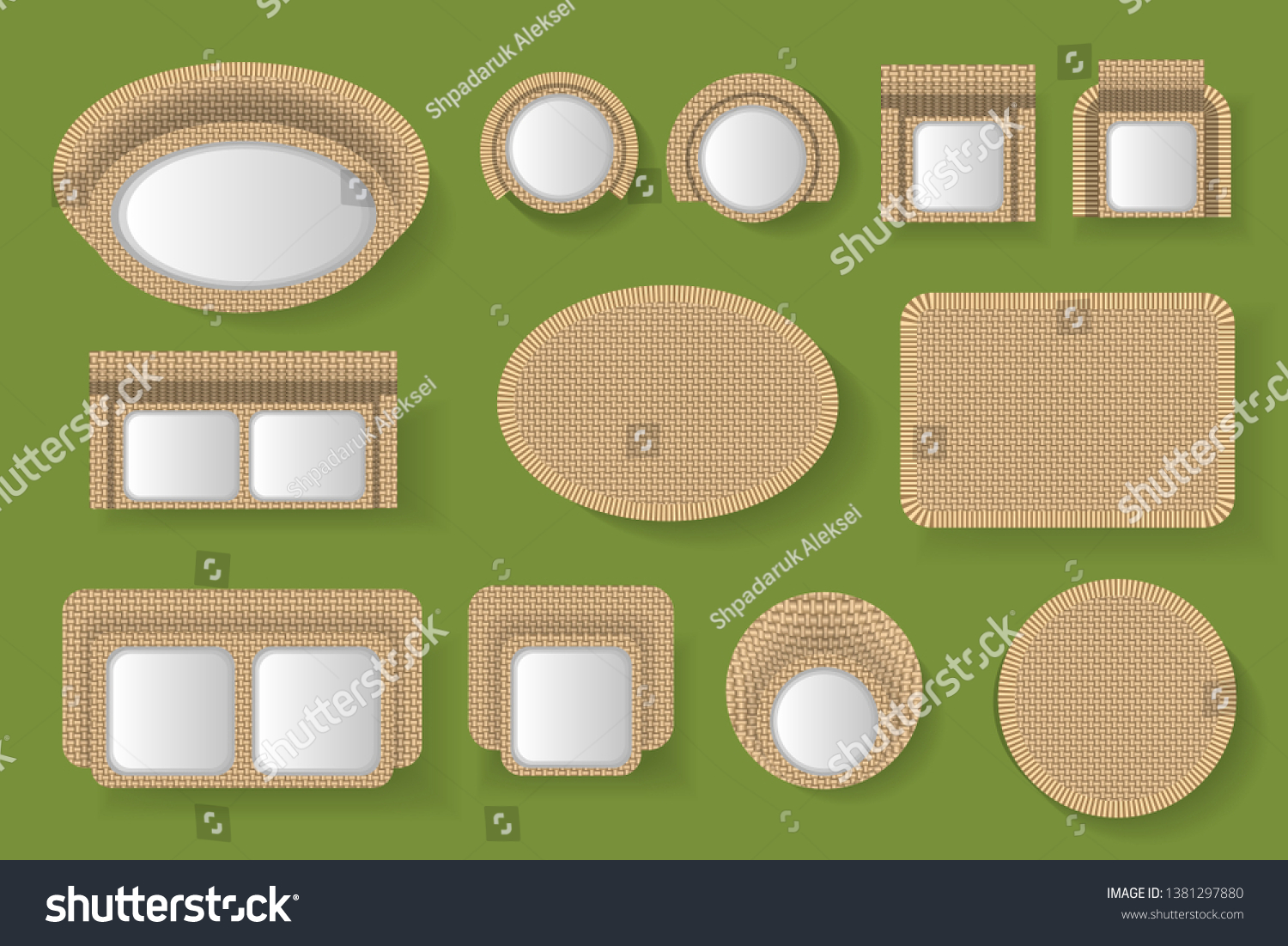 SVG of Vector set. Outdoor furniture. (top view) Wicker furniture. Tables, benches, chairs. (view from above).  svg