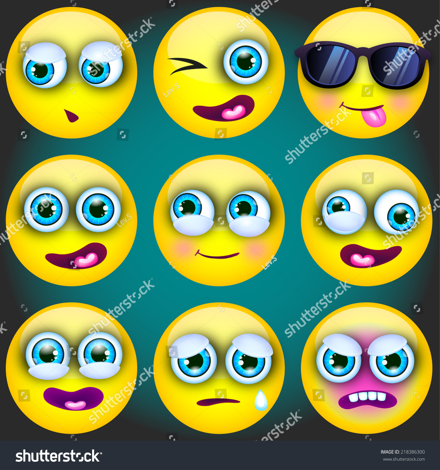 Vector Set Smiley Faces Expressing Different Stock Vector Royalty Free