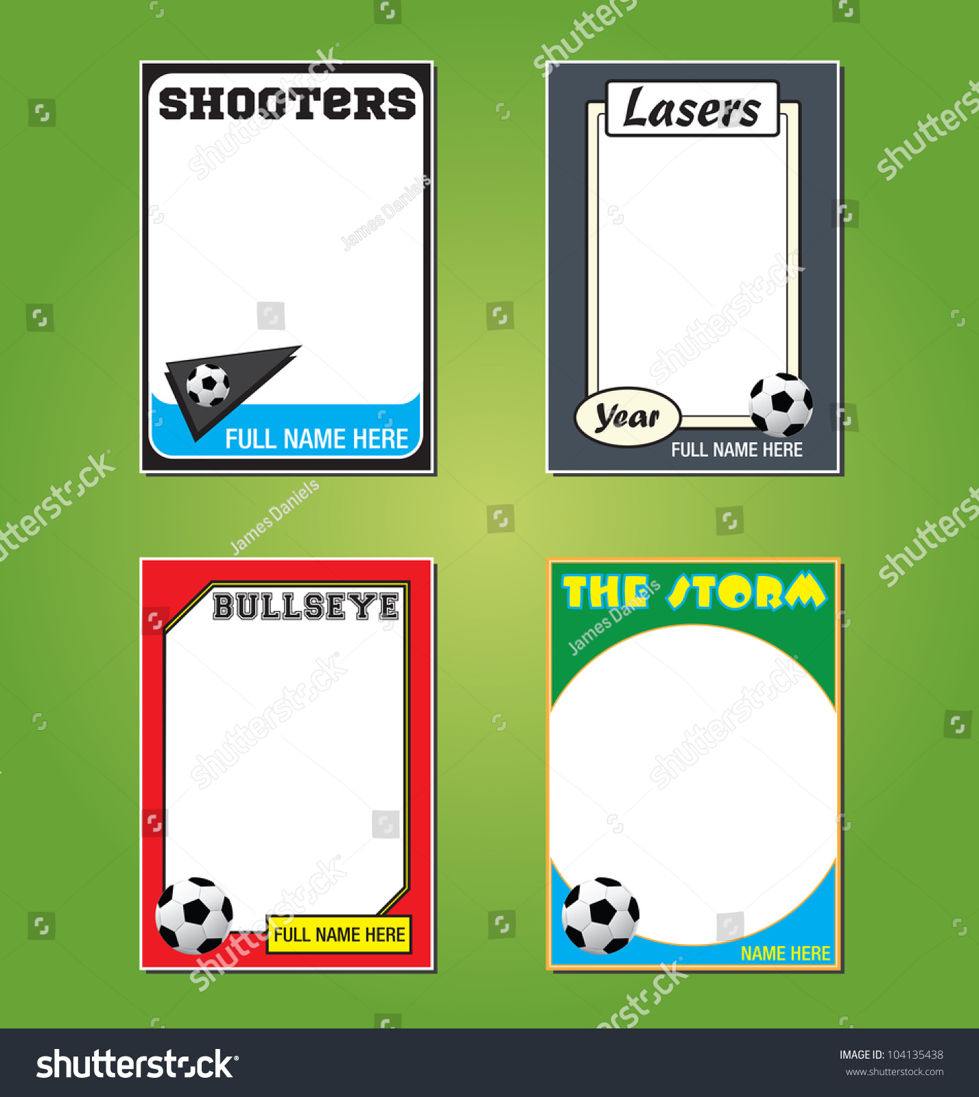 Vector Set Vintage Futbolsoccer Trading Card Stock Vector (Royalty