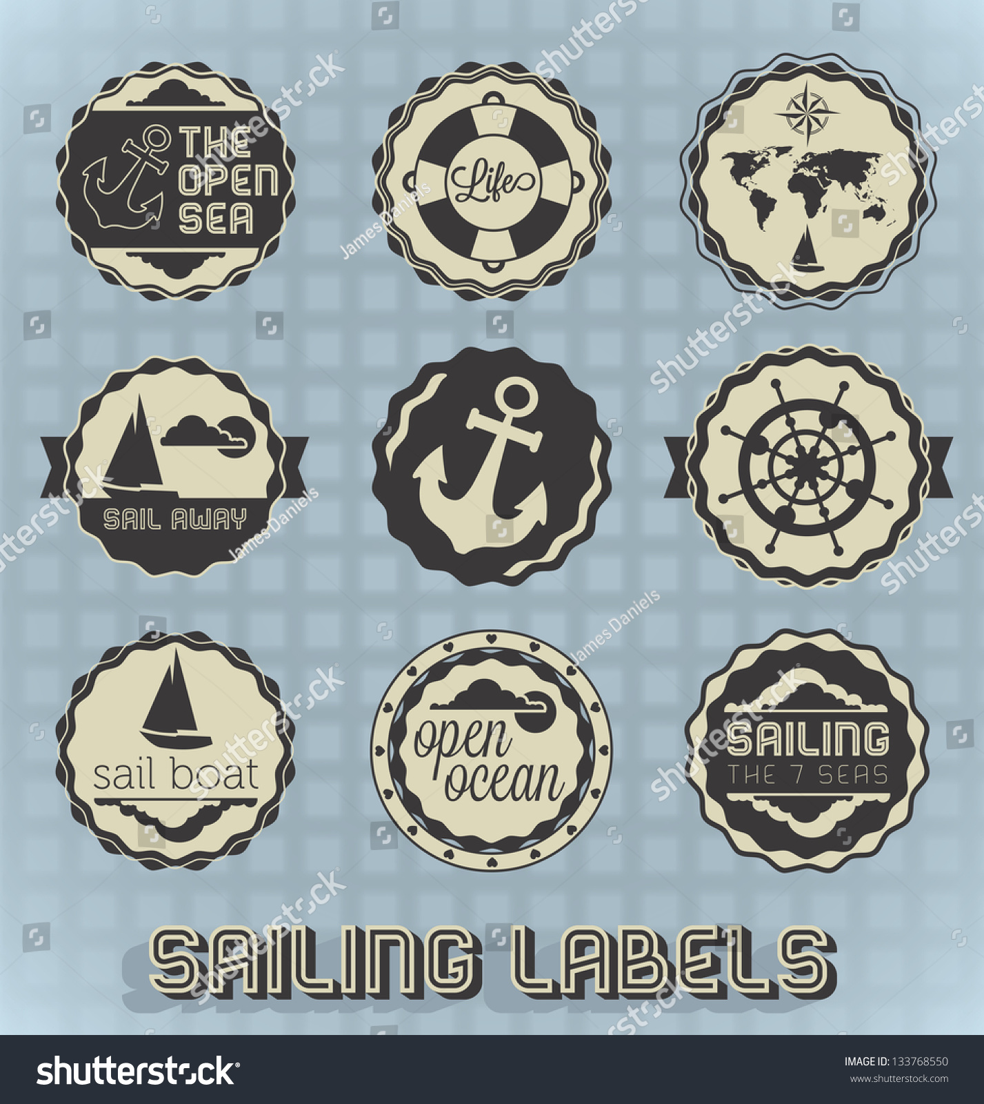 Vector Set Vintage Sailing Labels Icons Stock Vector (Royalty Free ...