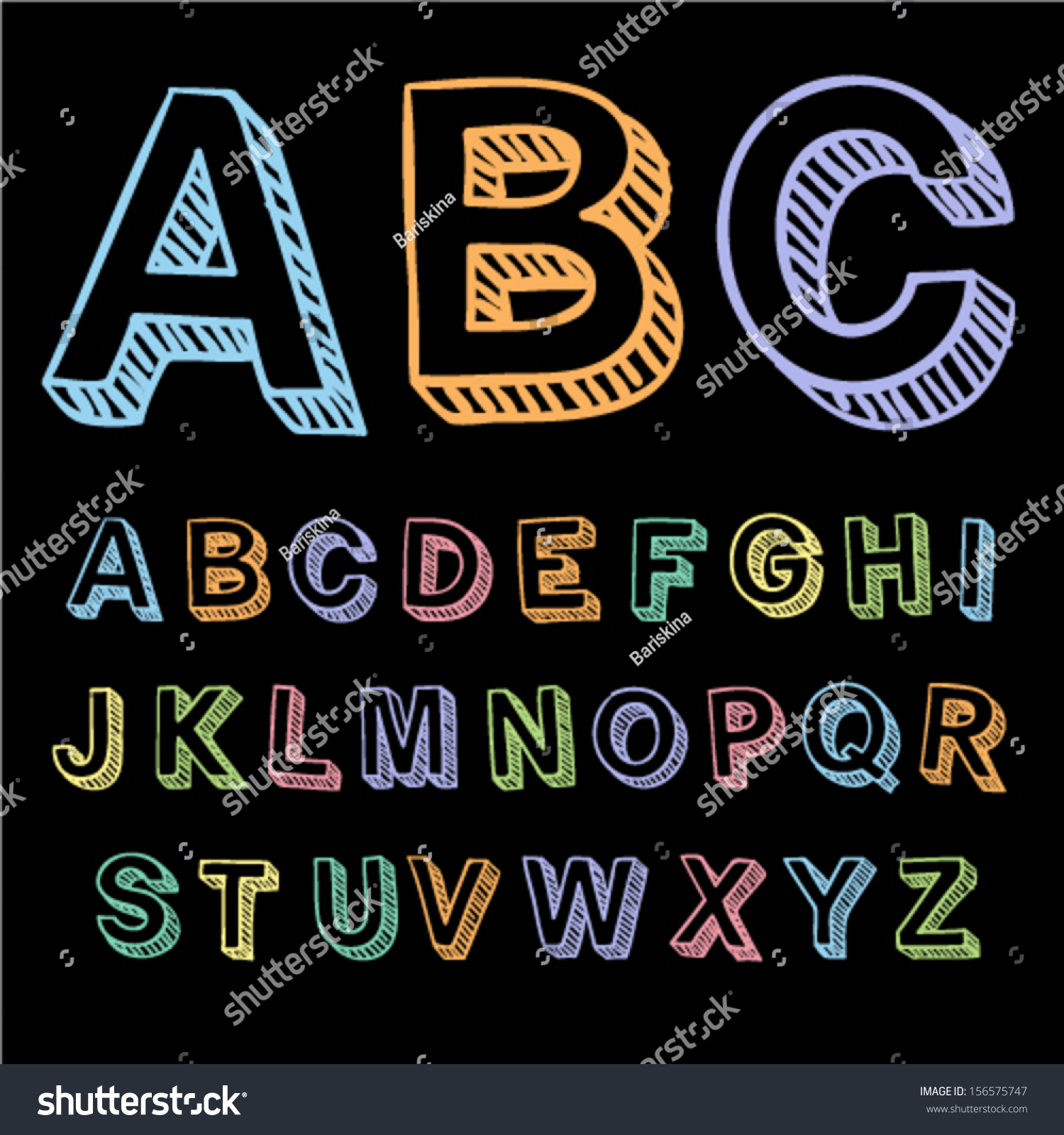 Vector Set With Colorful Hand Written Abc Letters - 156575747 ...