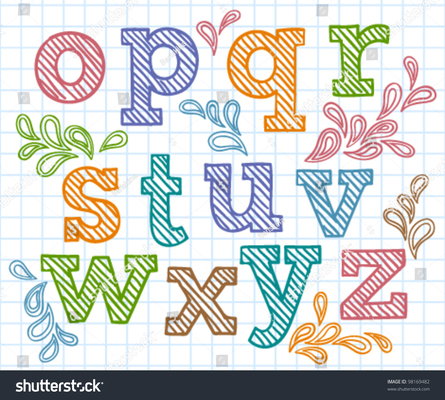 Vector Set With Colorful Hand Written Abc Letters - 98169482 : Shutterstock
