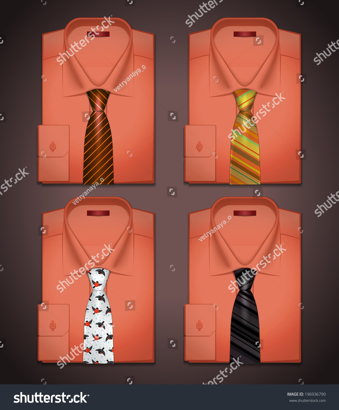 Vector Set Different Red Shirts Ties Stock Vector (Royalty Free
