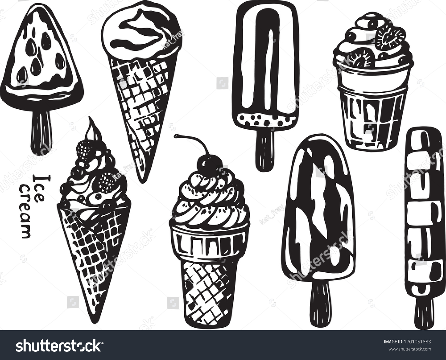 Vector Set Different Types Ice Cream 库存矢量图（免版税）1701051883 Shutterstock 