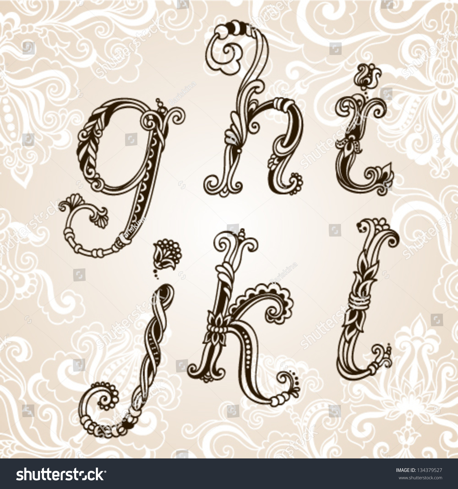 Vector Set With Doodle Hand Written Abc Letters, Ornamental Font ...