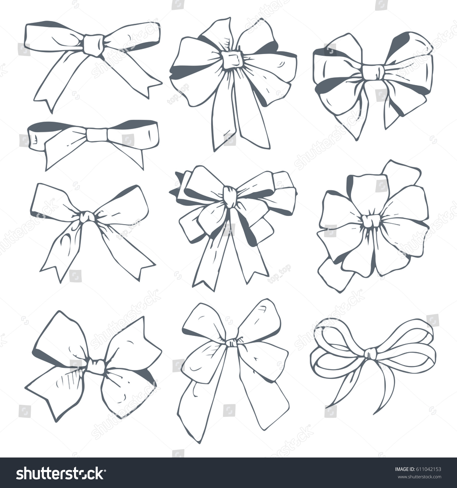 Vector Set Eleven Hand Drawn Different Stock Vector 611042153 Shutterstock