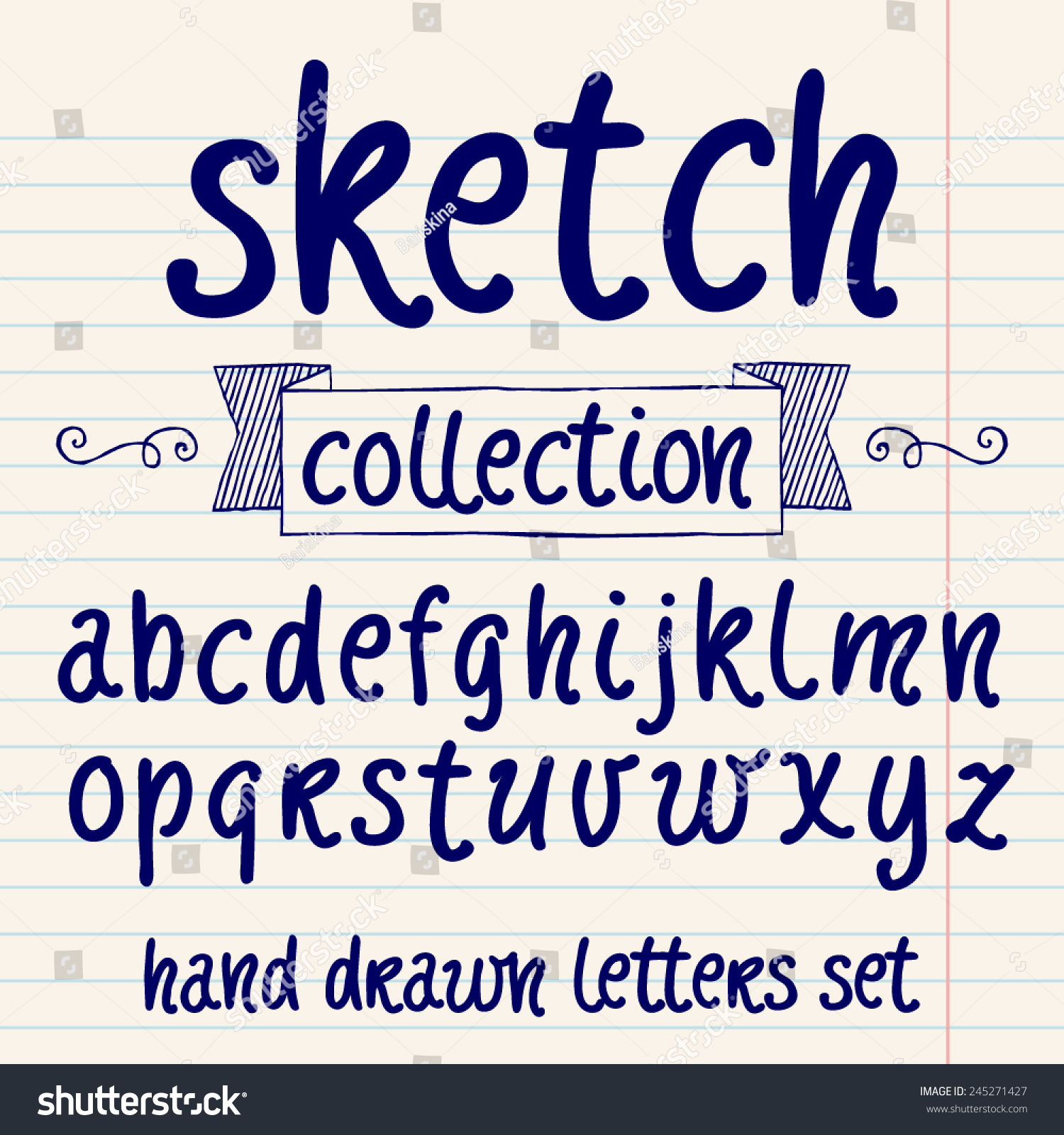 Vektor Stok Vector Set Hand Written Abc Letters Tanpa Royalti Shutterstock