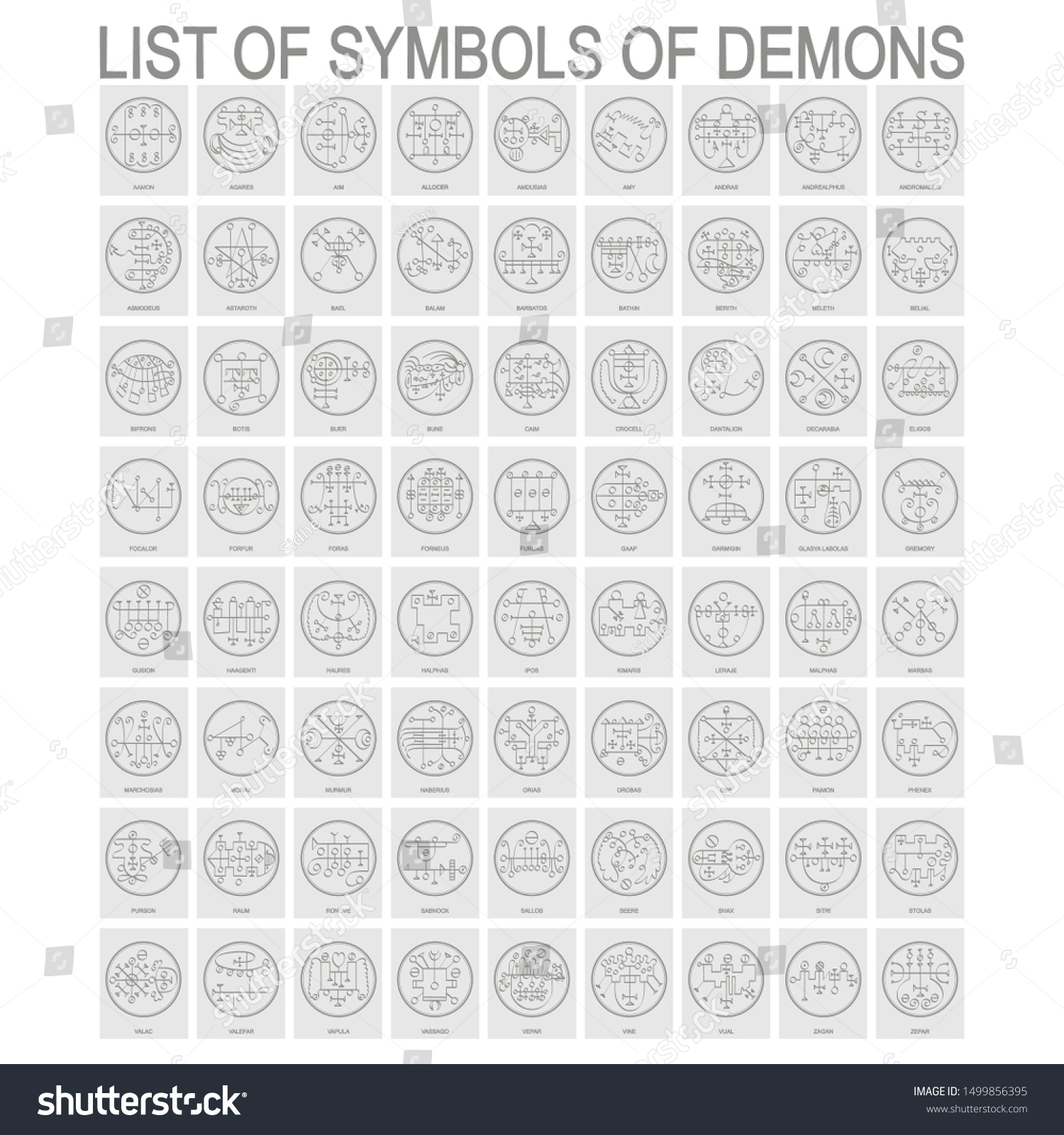 Vector Set Symbols Demons Sigils Demons Stock Vector (Royalty Free ...