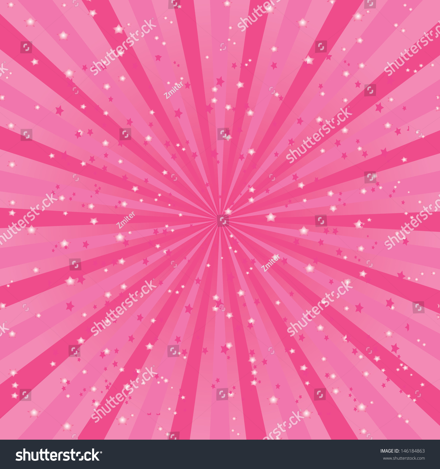 Vector Shiny Background With Ray Of Light And Stars. Pink Abstract ...