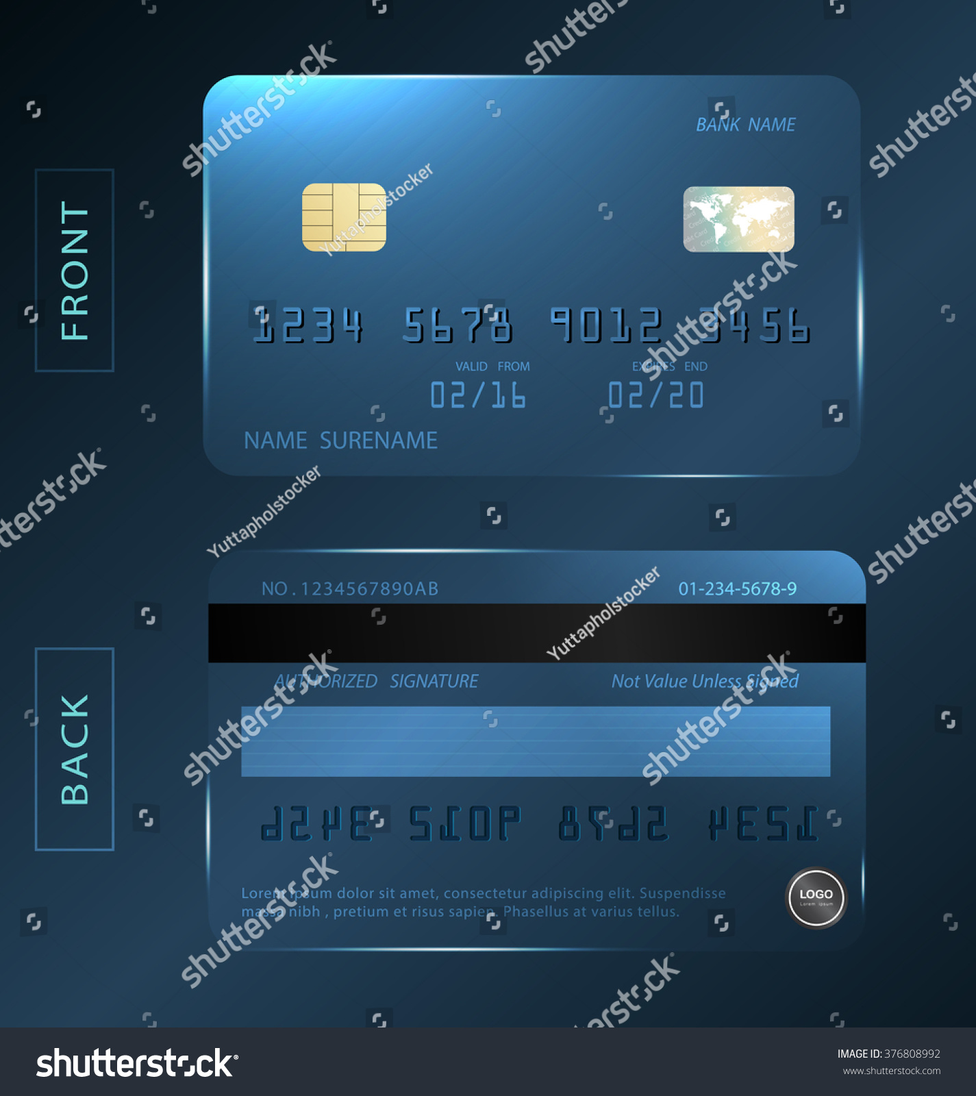 Vectorshiny Crystal Credit Debit Card Design Stock Vector 376808992 Shutterstock Debit Card Design Template