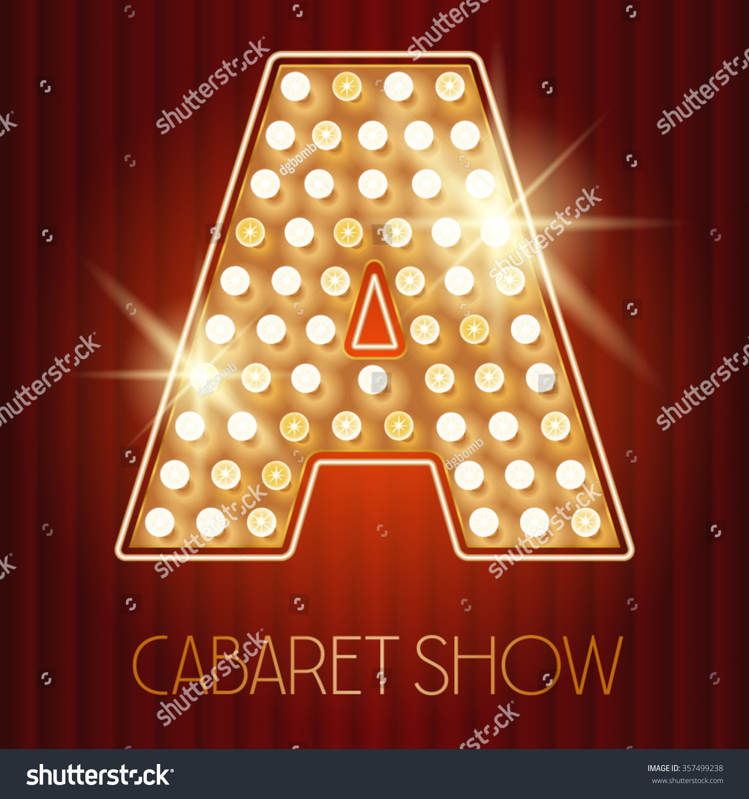 SVG of Vector shiny gold lamp alphabet in cabaret show style. Letter A svg
