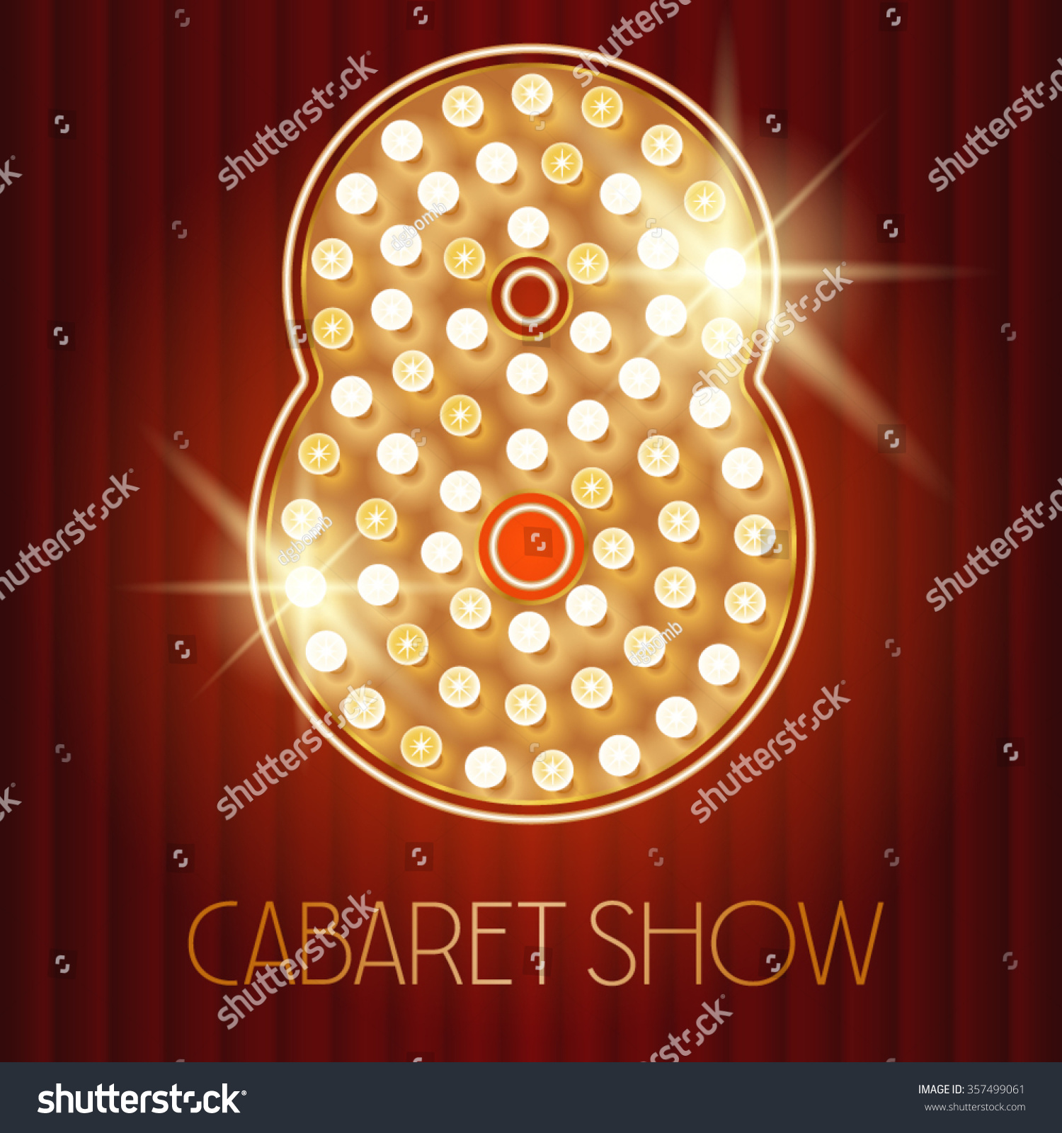 SVG of Vector shiny gold lamp alphabet in cabaret show style. Number 8 svg