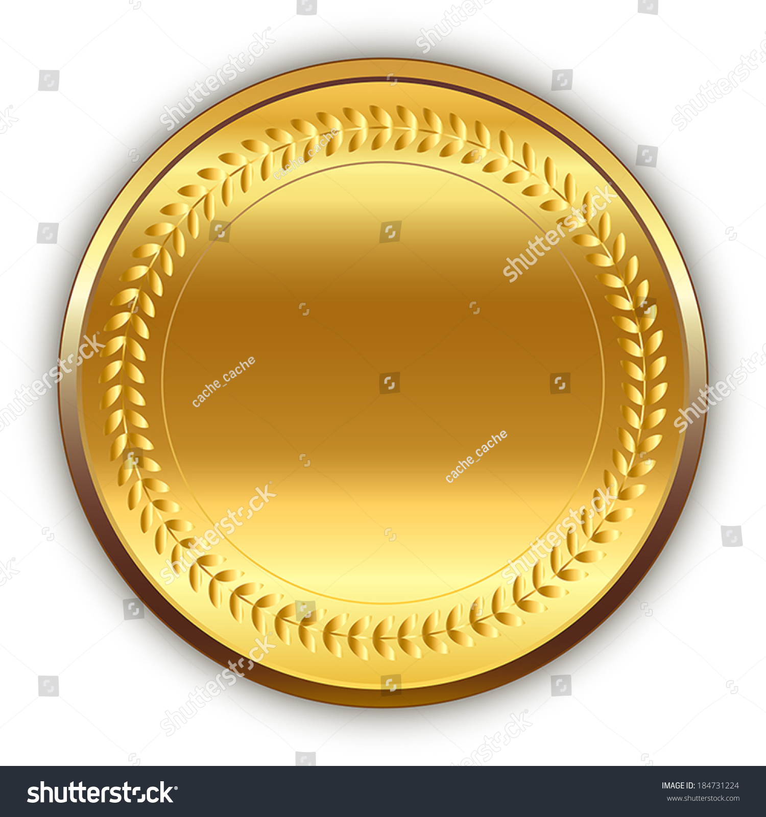 Vector Shiny Round Golden Medal Shadow Stock Vector (Royalty Free ...