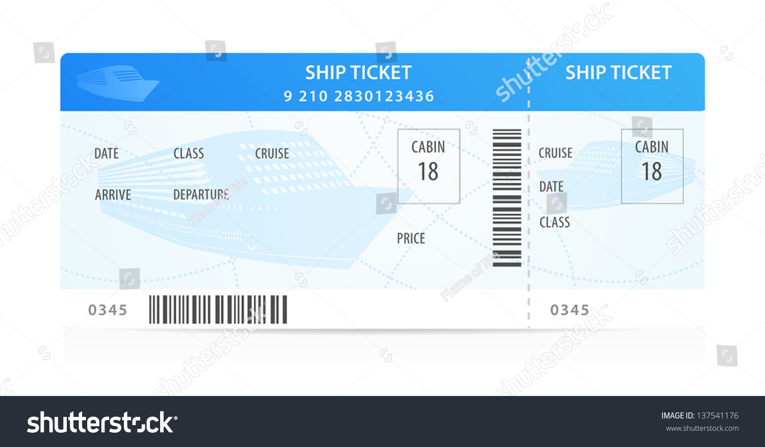 Vector Ship Ticket Template Layout Silhouette Stock Vector 137541176 ...