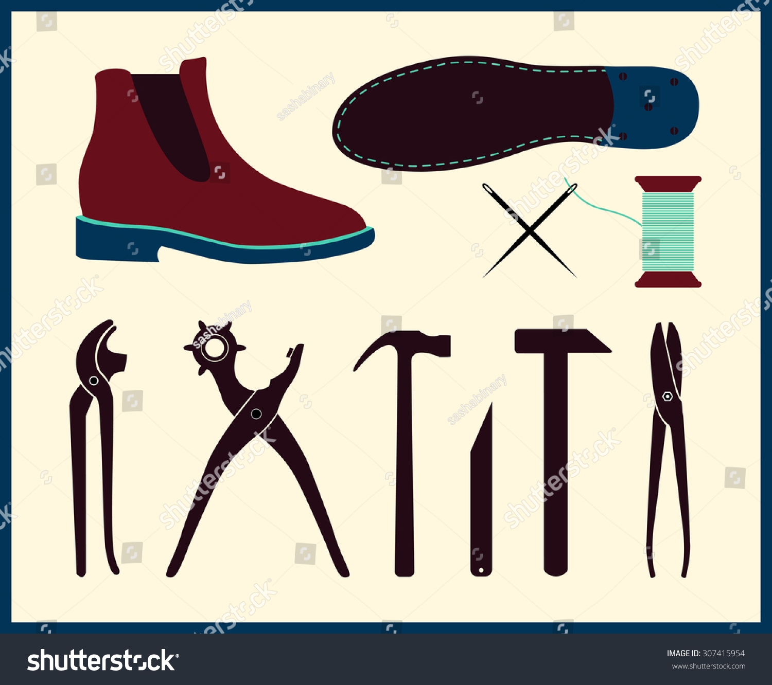 Vector Shoe Repair Illustration Set Shoemaker Stock Vector (Royalty ...