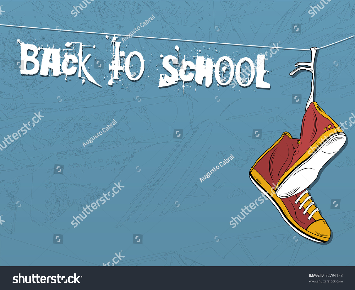 SVG of Vector - Shoes hanging on wire background. Back to school svg