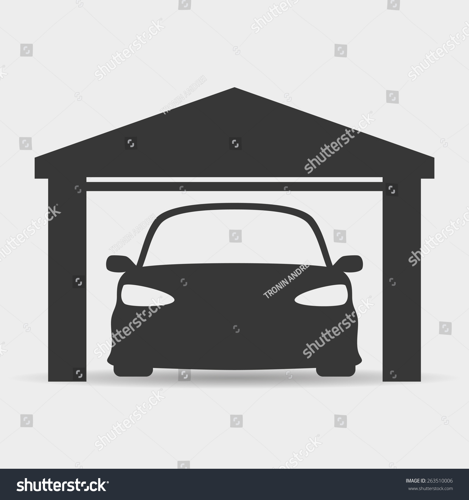 black car in garage, simple design clip art preview