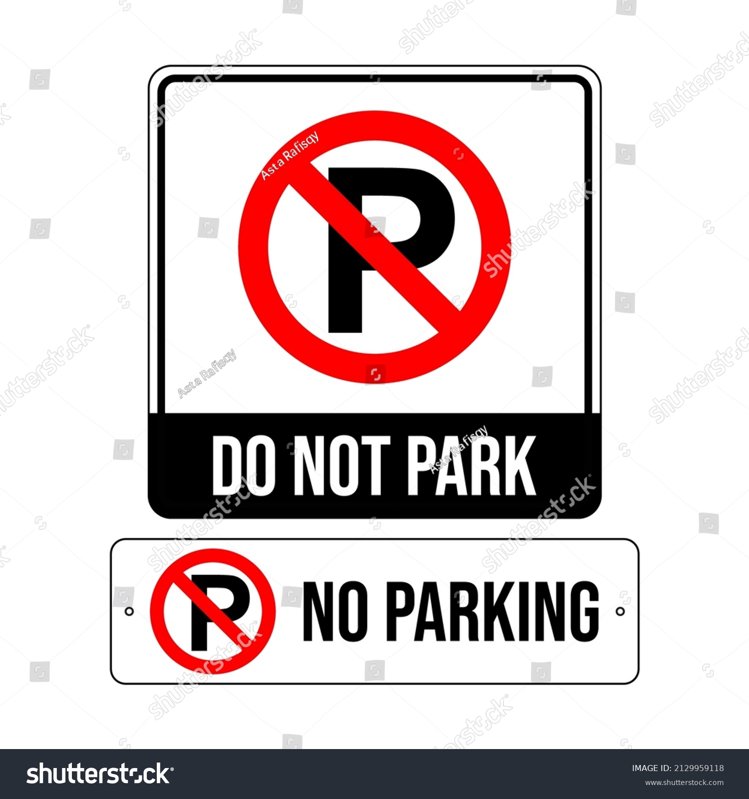 Vector Sign System Do Not Park Stock Vector (Royalty Free) 2129959118