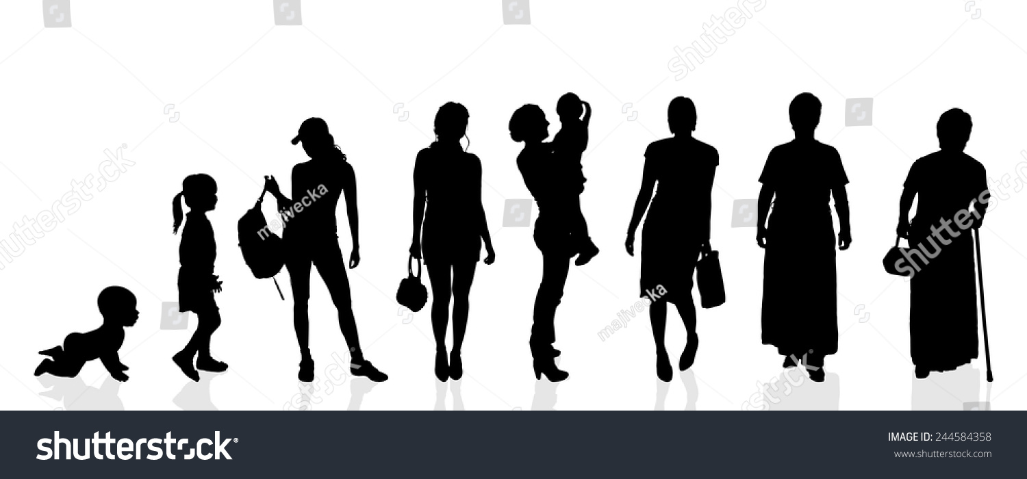 Vector Silhouette Generation Women On White Stock Vector (Royalty Free ...