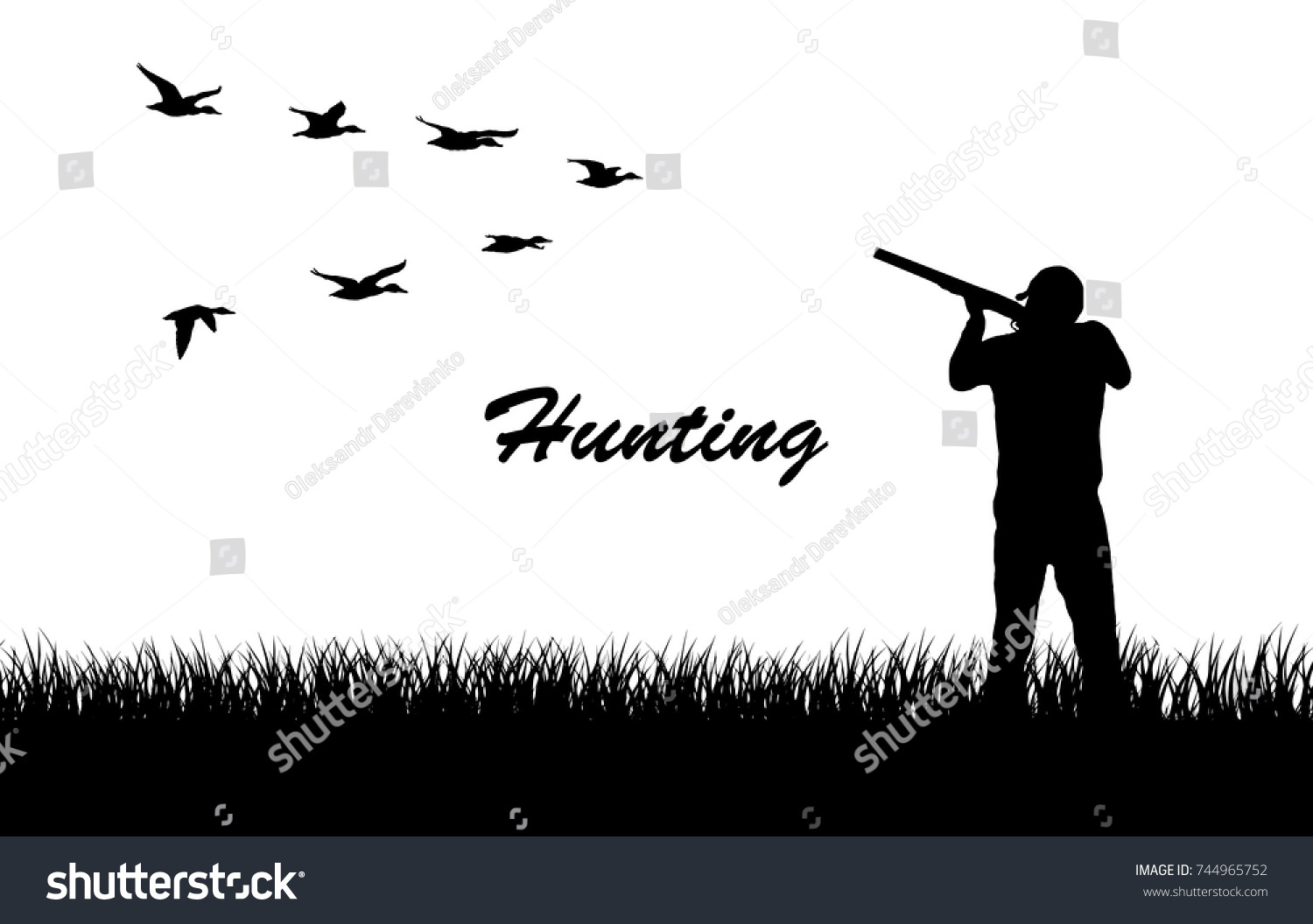 8 485 Duck Hunting Silhouette Images Stock Photos Vectors Shutterstock   Stock Vector Vector Silhouette Hunting For Ducks 744965752 