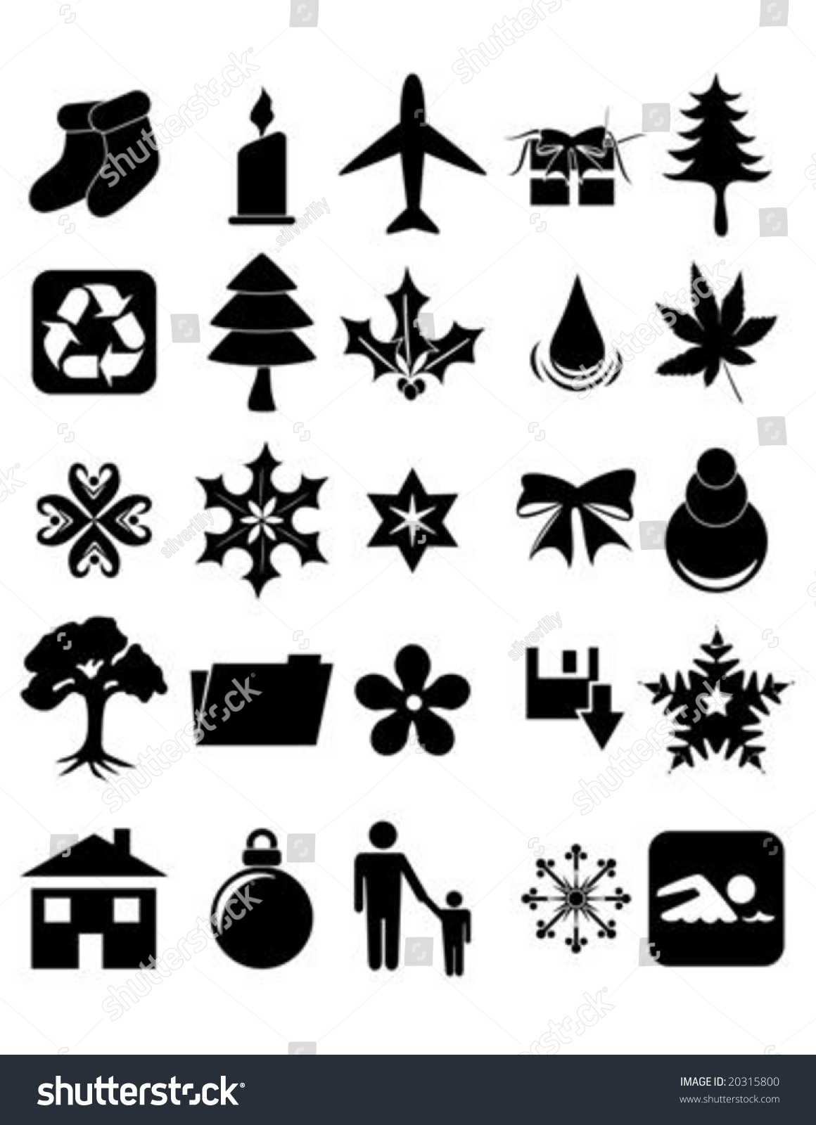 Vector Silhouette Illustration Of Christmas Items And Other Objects ...