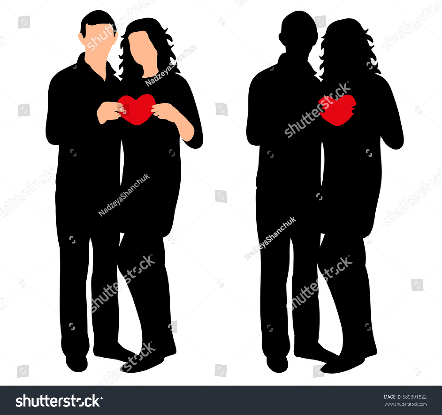 Vector Silhouette Couple Man Woman Hugging Stock Vector Royalty Free 589391822 7763