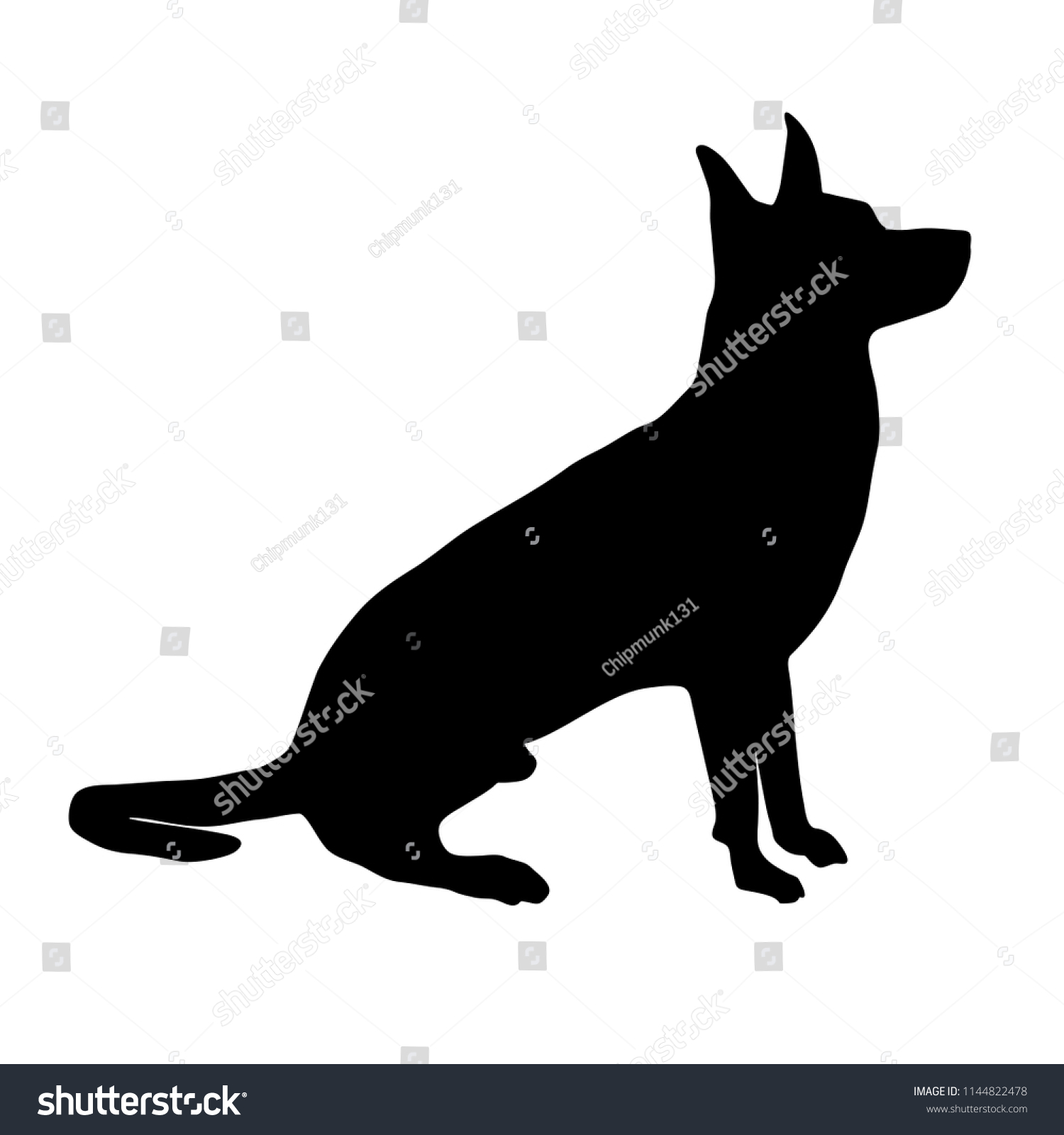 Vector Silhouette Dog Sitting Sheep Dog Stock Vector (Royalty Free ...
