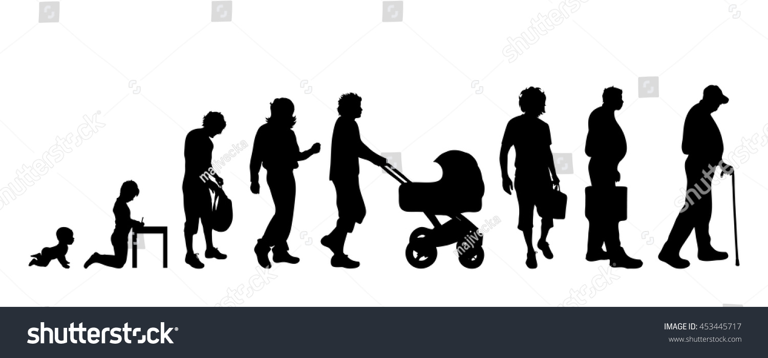 Vector Silhouette Of A Generation Of People. - 453445717 : Shutterstock