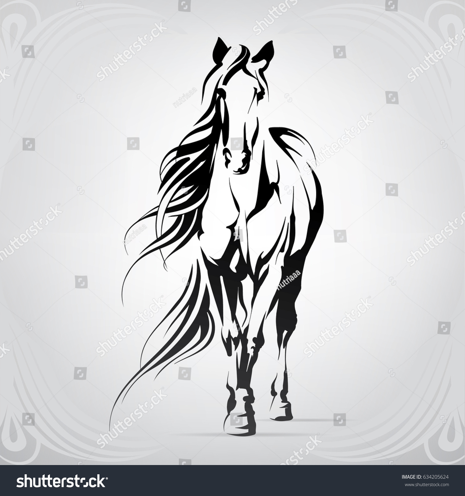 Vector Silhouette Horse Stock Vector (Royalty Free) 634205624 ...