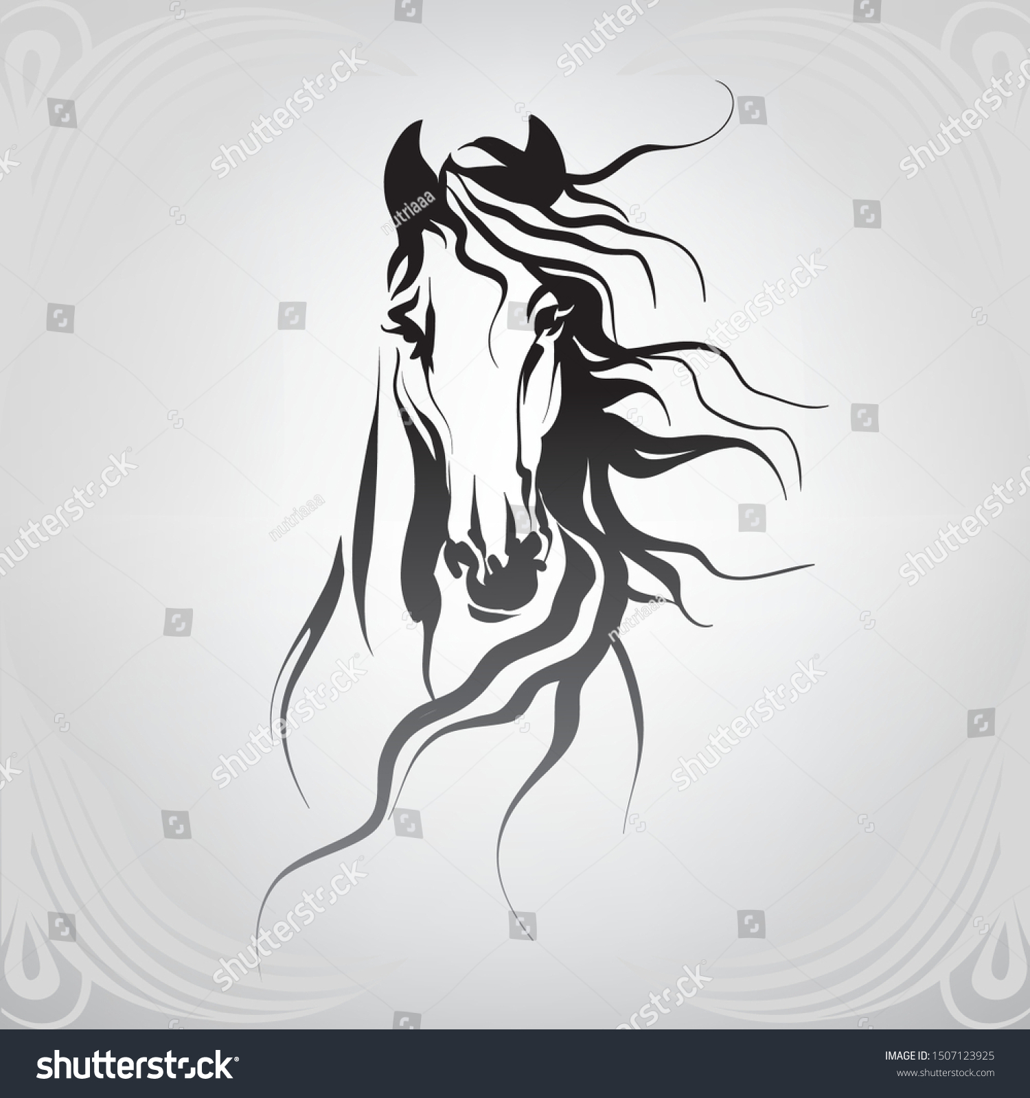 馬の頭のベクターシルエット のベクター画像素材 ロイヤリティフリー